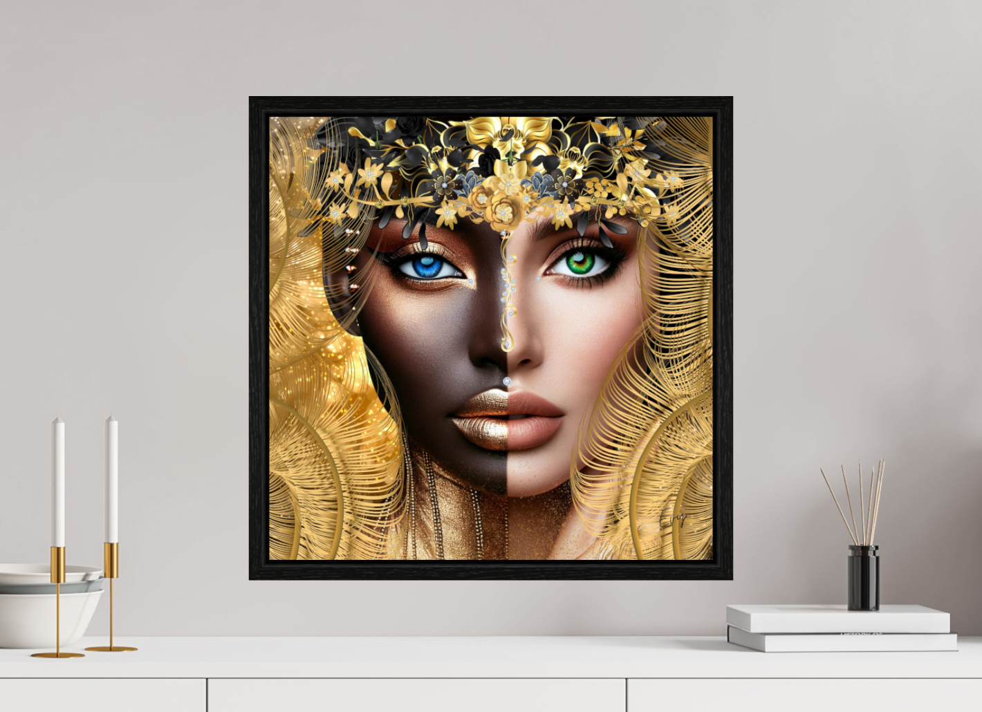 Kunstwerk: "Verborgen Schat van Ons Zelf" Acrylglas ingelijst - Evy's Bloom Art