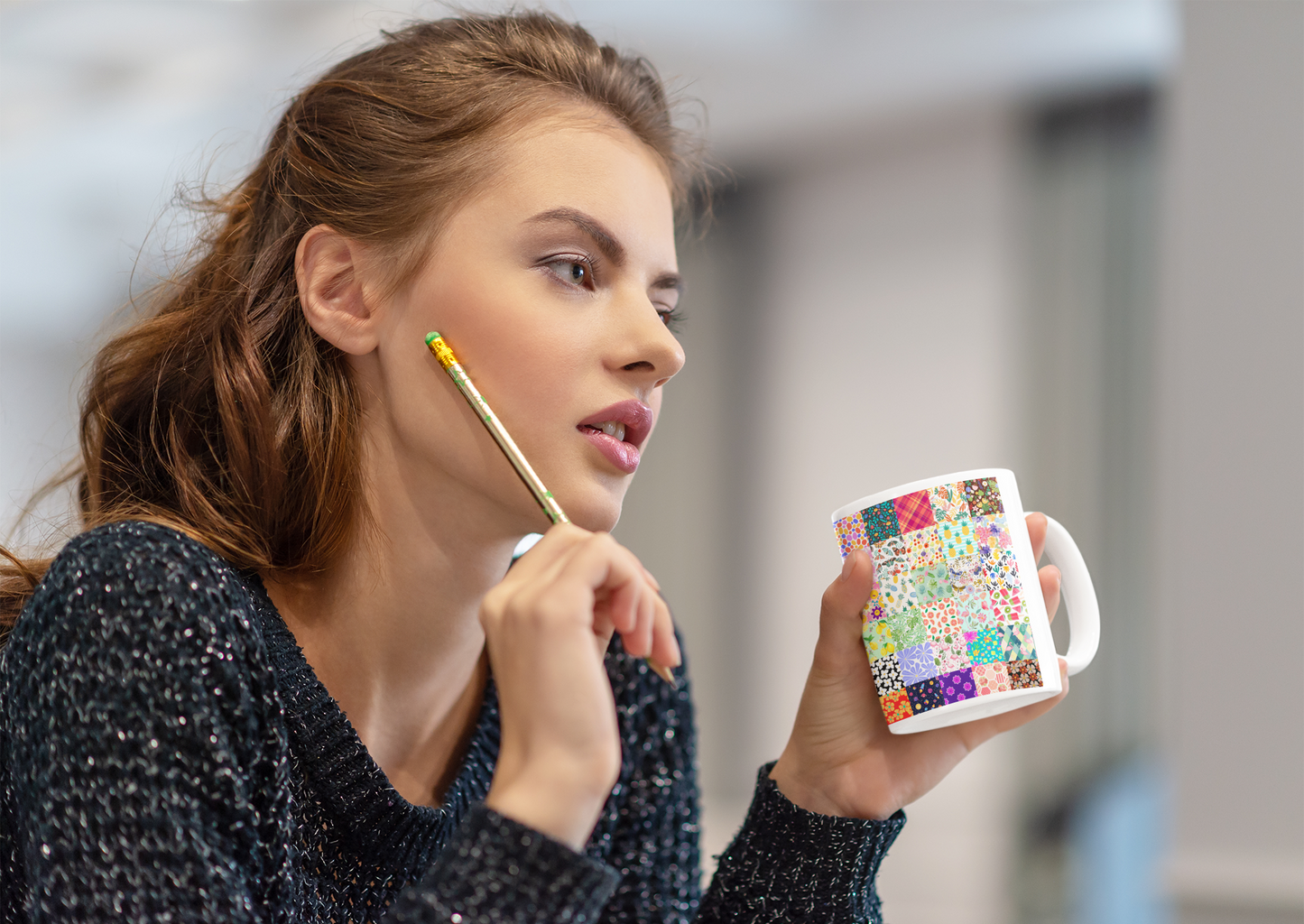Drinkmok: ☕ Patchwork Mok van Evy’s Bloom Art – Begin je dag met kunst en verbinding - Evy's Bloom Art