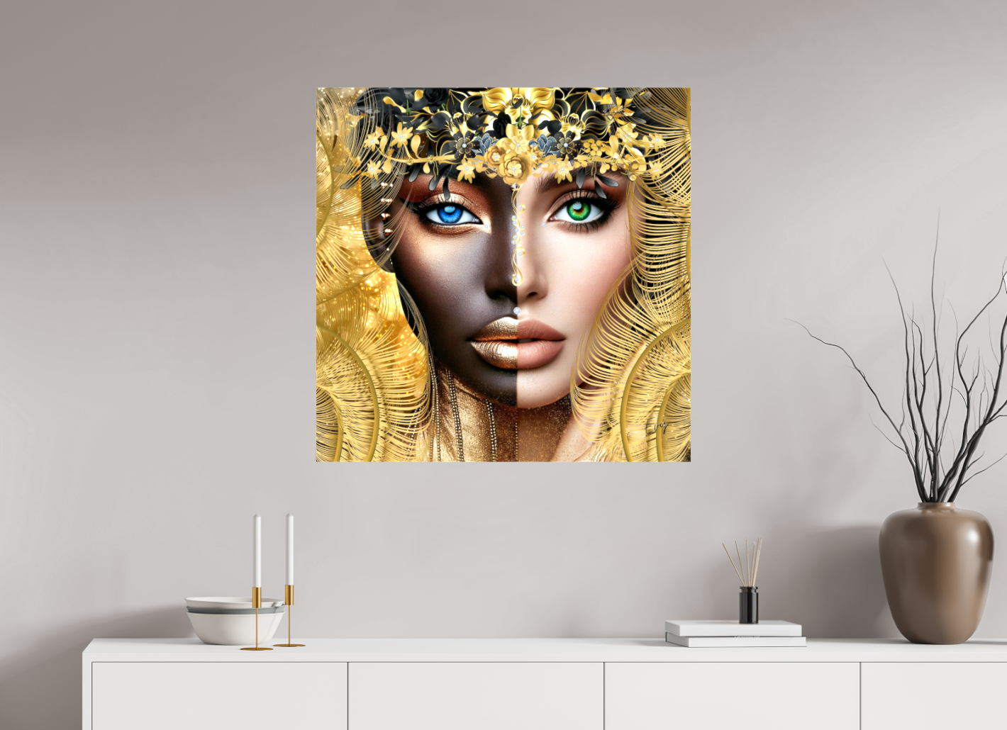 Kunstwerk: "Verborgen Schat van Ons Zelf" Canvasprint Glanzend 3D 4cm - Evy's Bloom Art