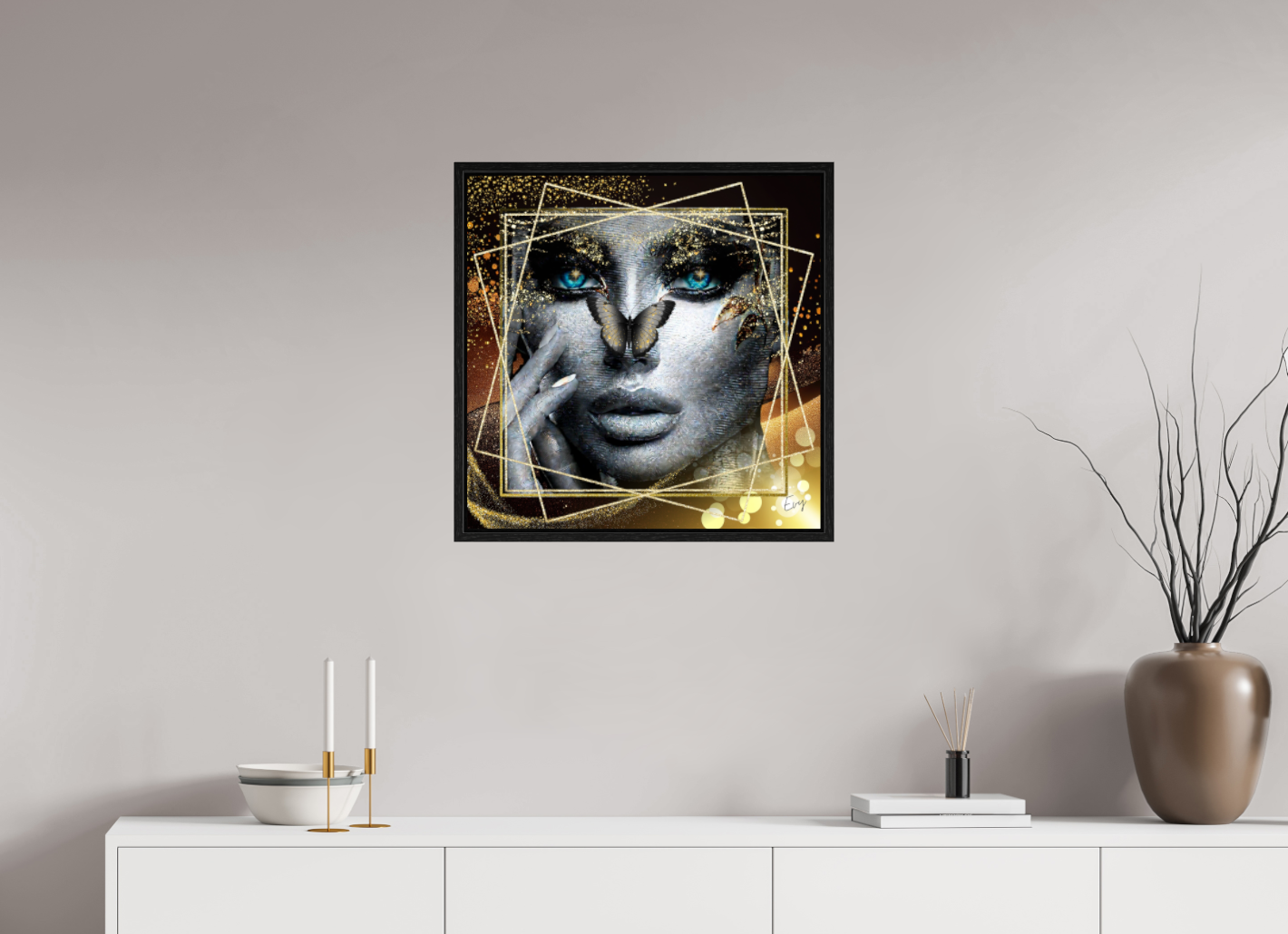 Kunstwerk: "Glamour en Glans" Acrylglas ingelijst - Evy's Bloom Art