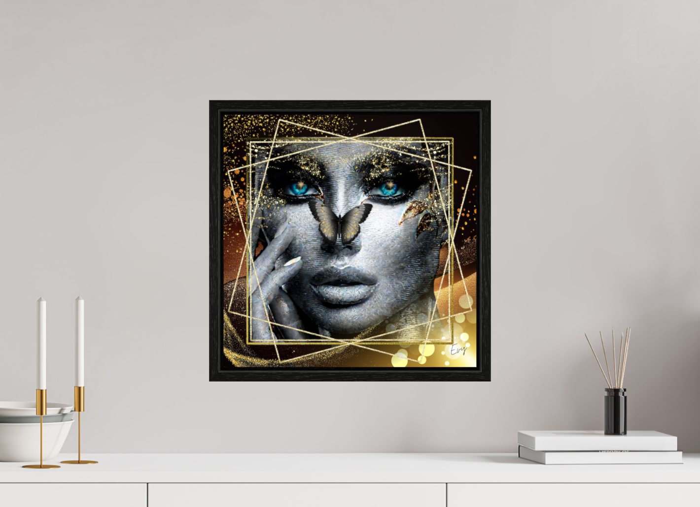 Kunstwerk: "Glamour en Glans" Acrylglas ingelijst - Evy's Bloom Art