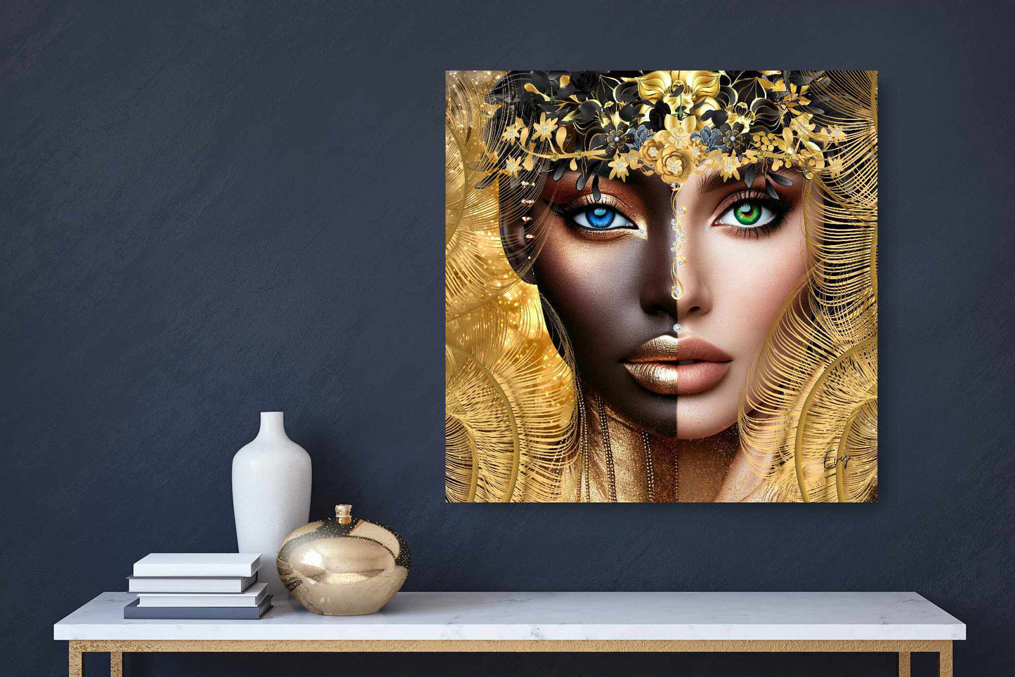 Kunstwerk: "Verborgen Schat van Ons Zelf" Canvasprint Glanzend 3D 4cm - Evy's Bloom Art
