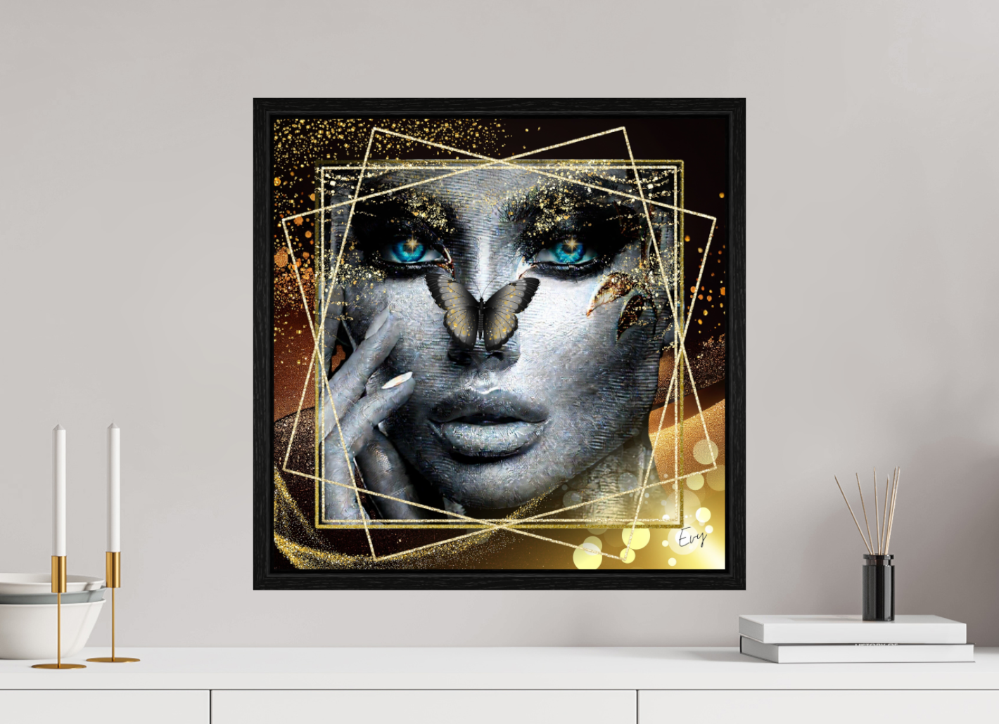 Kunstwerk: "Glamour en Glans" Acrylglas ingelijst - Evy's Bloom Art