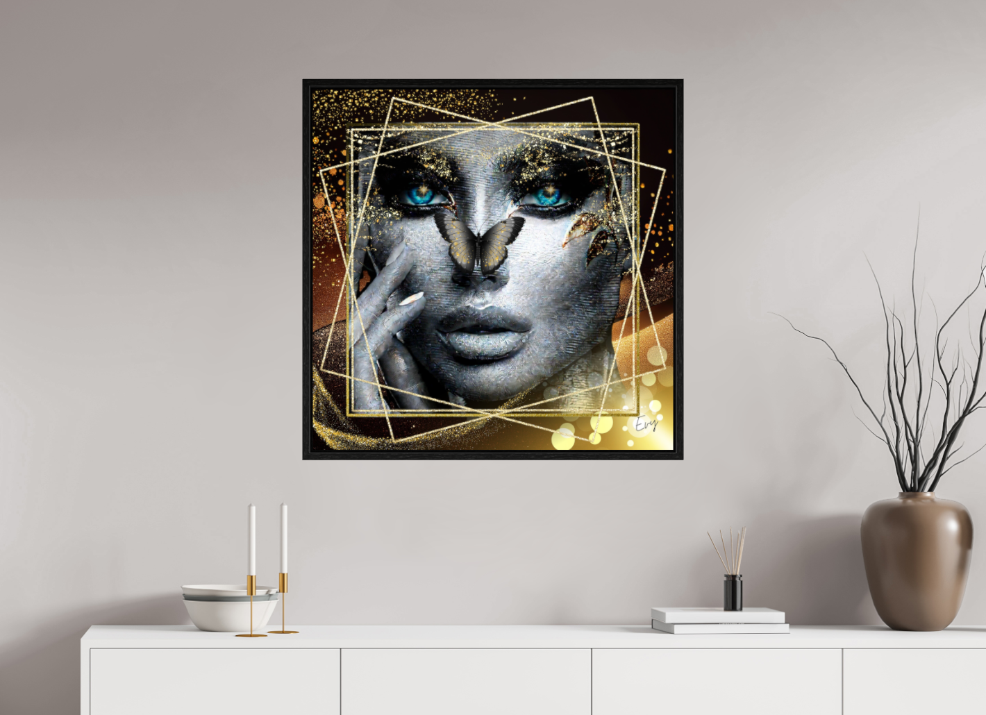 Kunstwerk: "Glamour en Glans" Acrylglas ingelijst - Evy's Bloom Art