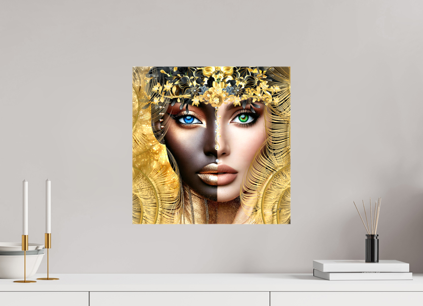 Kunstwerk: "Verborgen Schat van Ons Zelf" Canvasprint Glanzend 3D 4cm - Evy's Bloom Art