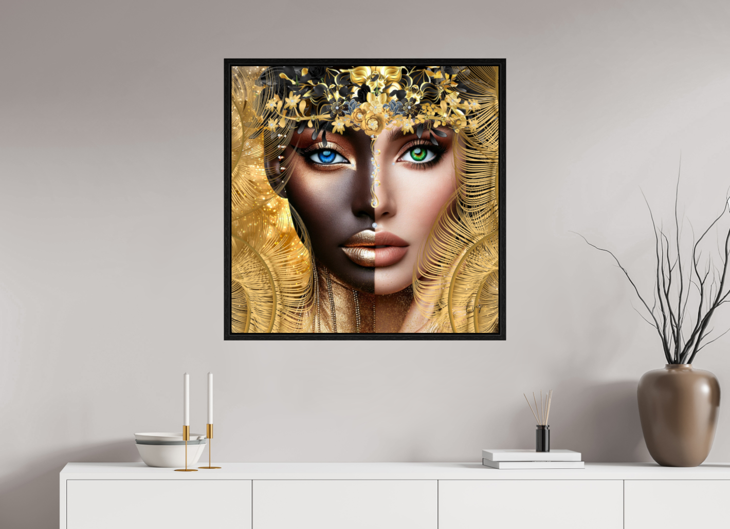 Kunstwerk: "Verborgen Schat van Ons Zelf" Acrylglas ingelijst - Evy's Bloom Art