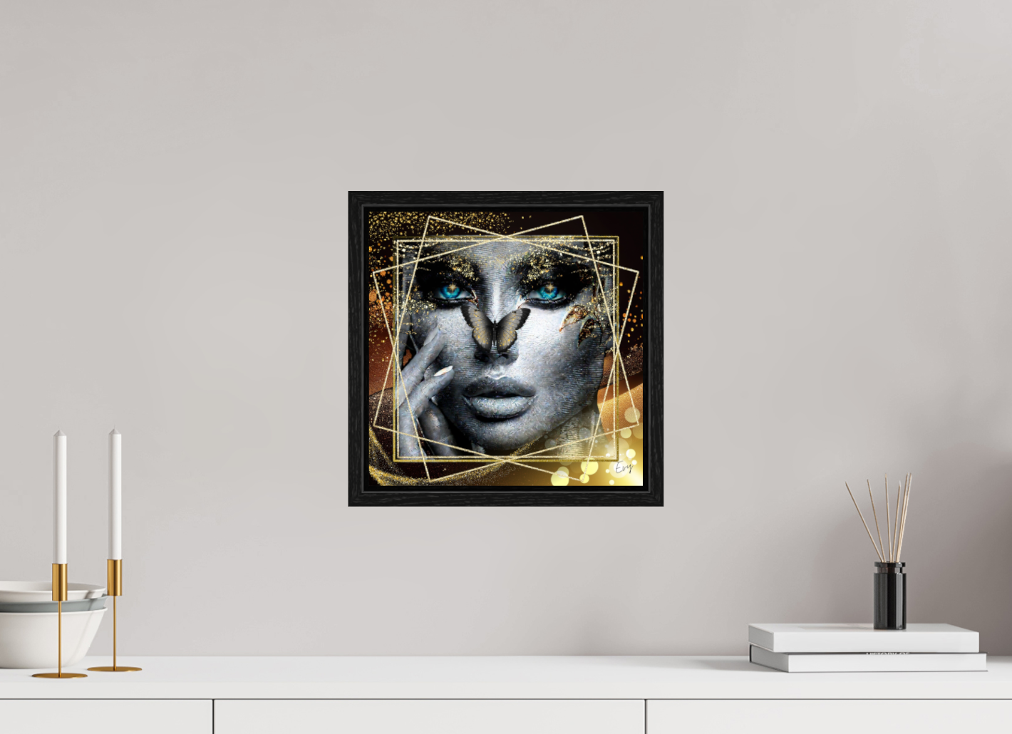 Kunstwerk: "Glamour en Glans" Acrylglas ingelijst - Evy's Bloom Art