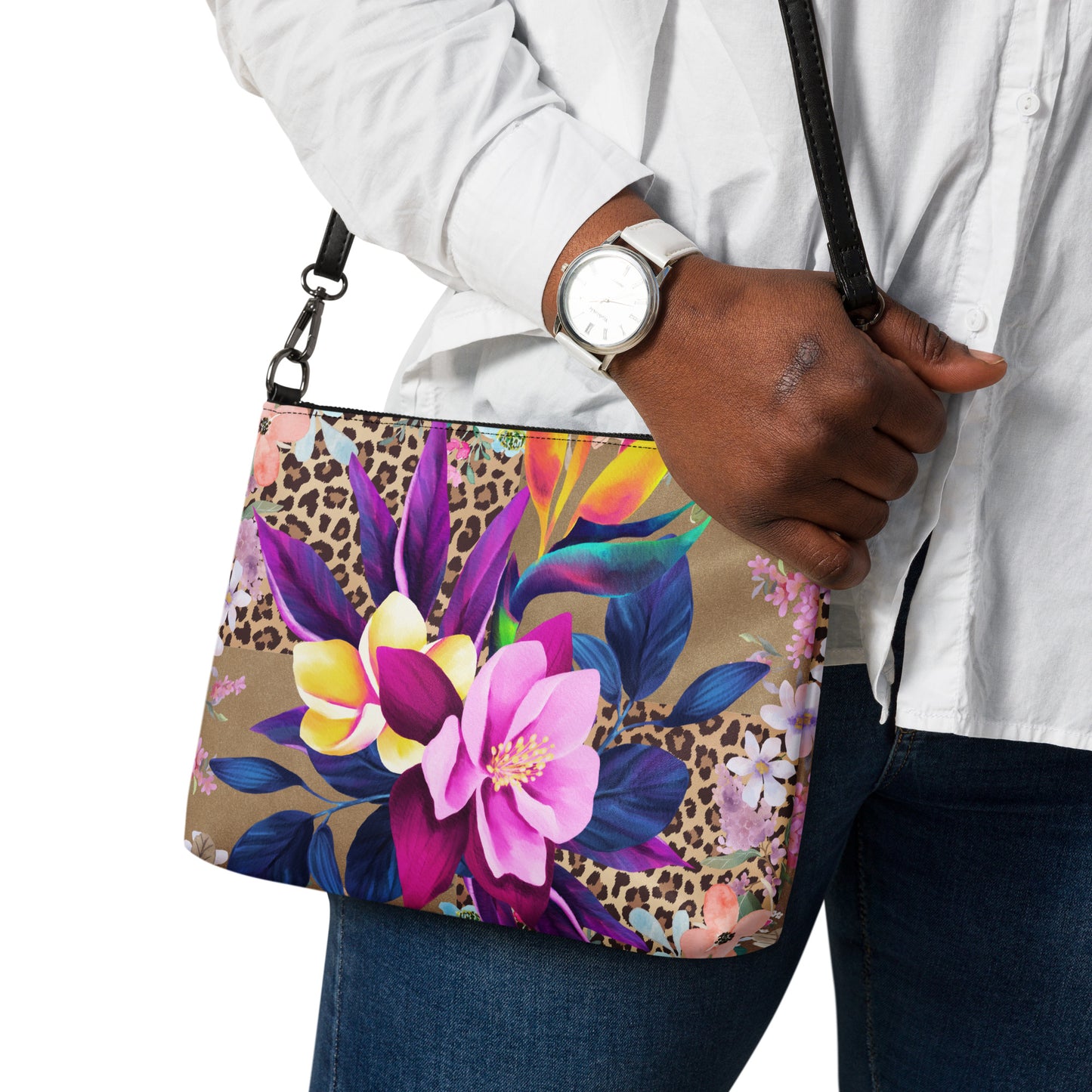Draagtas: "Bohemian Elegance - Crossbodytas met Evy's Bloom Art Design" - Evy's Bloom Art