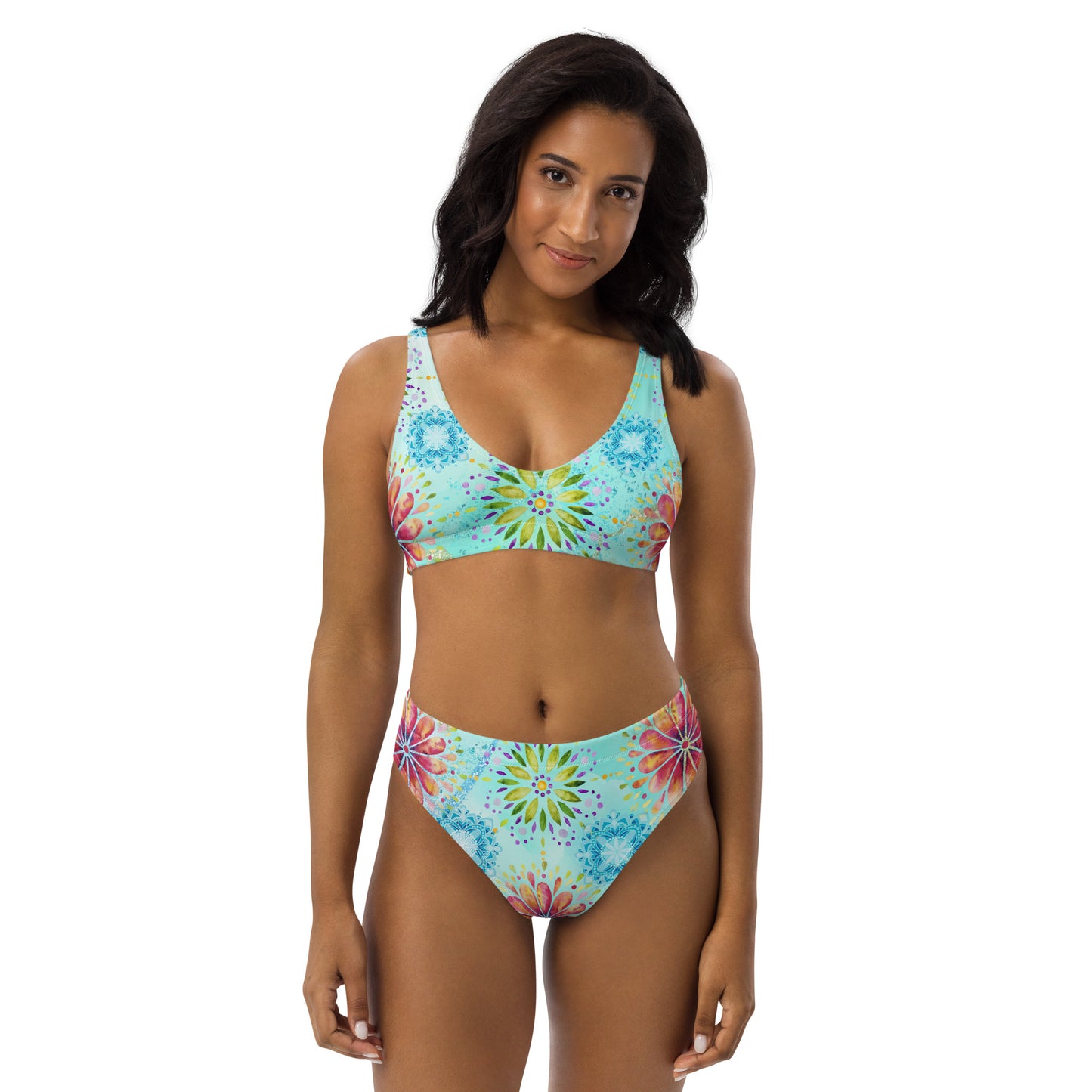 Badmode: "Turquoise Mandala Bikini - Bohemian Stijl van Evy's Bloom Art" - Evy's Bloom Art