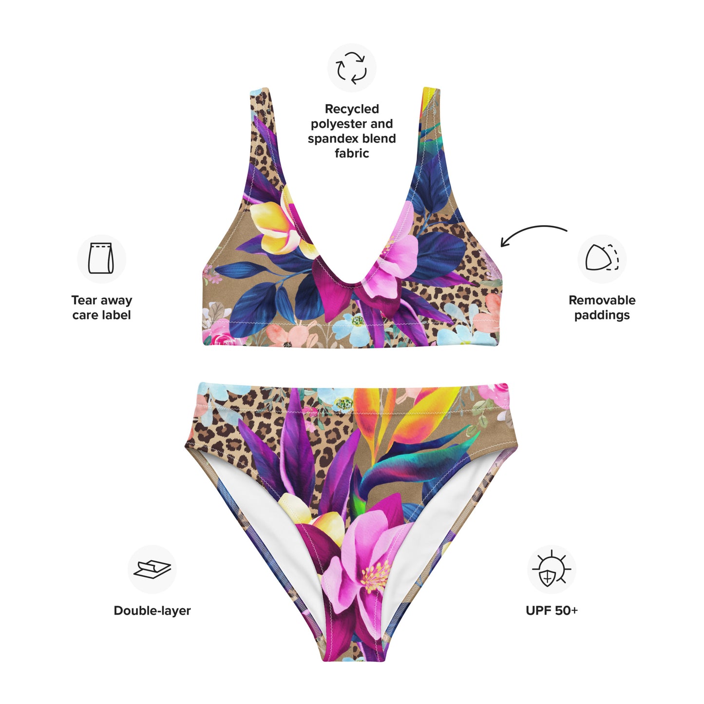 Badmode: "Wild Bloemenpracht Bikini - Elegantie en Stijl door Evy's Bloom Art" - Evy's Bloom Art