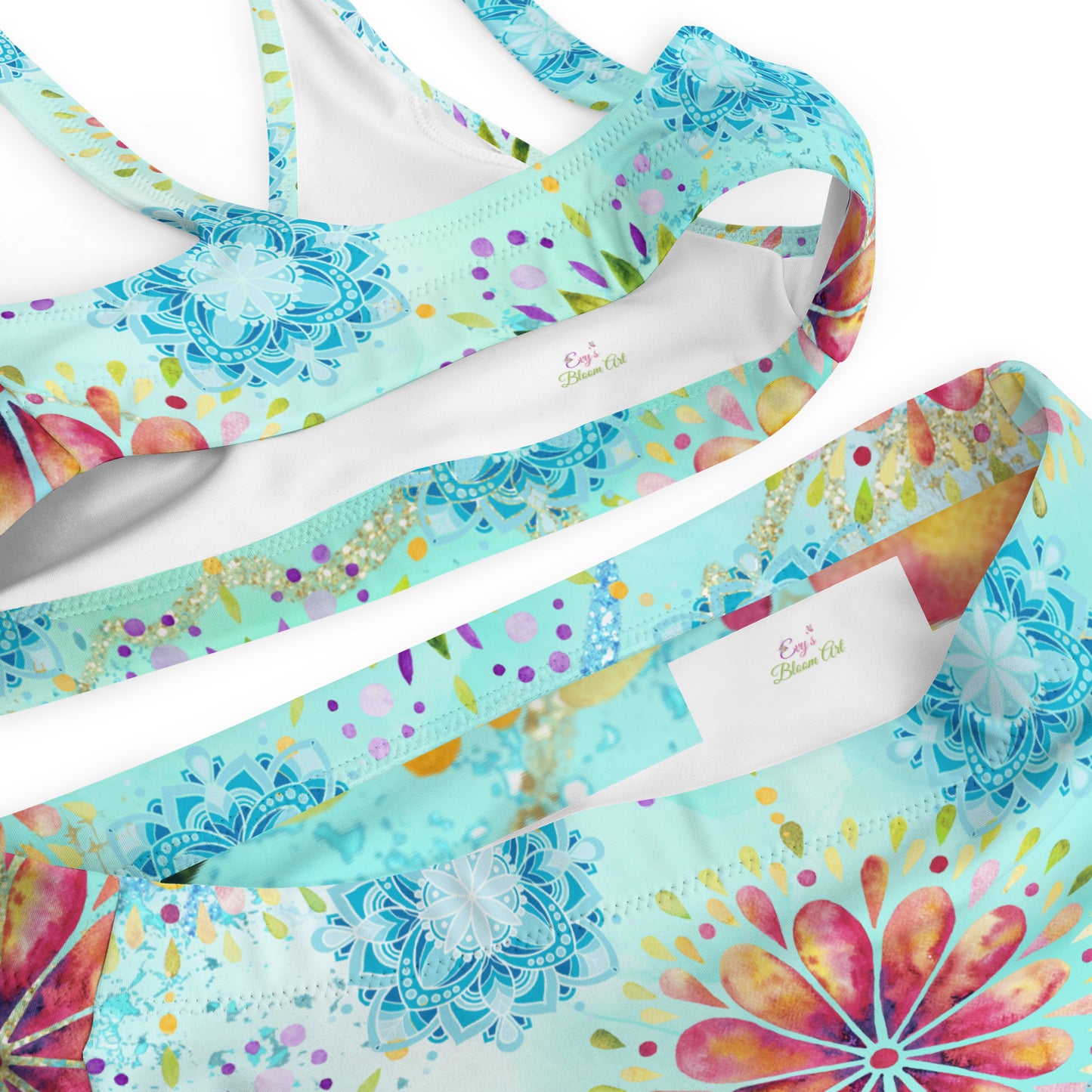 Badmode: "Turquoise Mandala Bikini - Bohemian Stijl van Evy's Bloom Art" - Evy's Bloom Art
