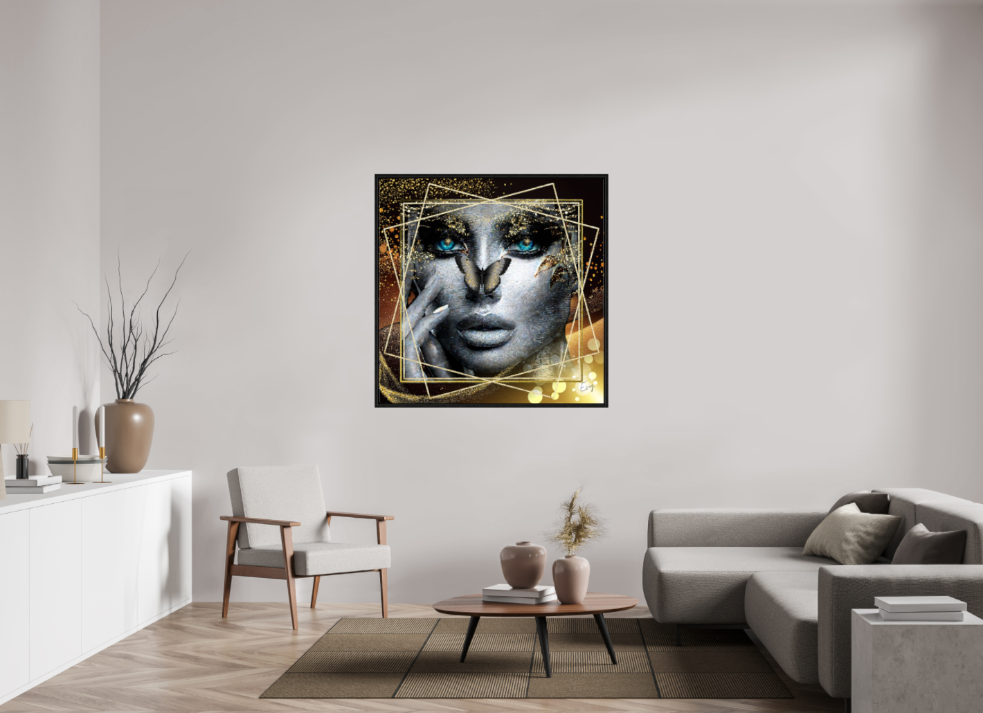 Kunstwerk: "Glamour en Glans" Acrylglas ingelijst - Evy's Bloom Art