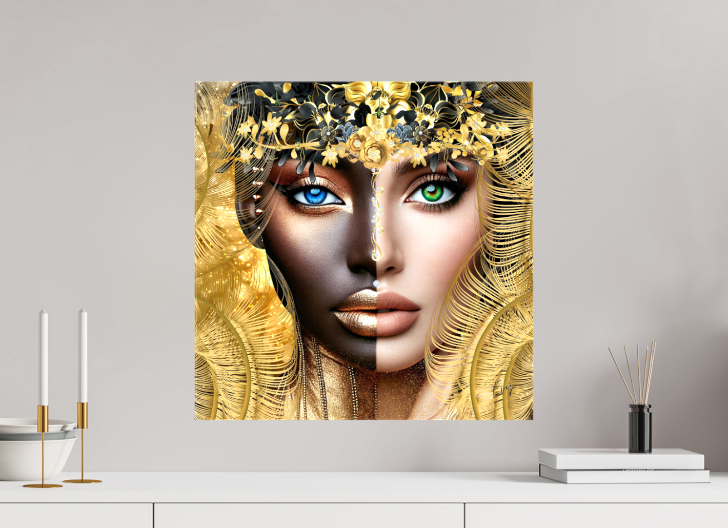 Kunstwerk: "Verborgen Schat van Ons Zelf" Canvasprint Glanzend 3D 4cm - Evy's Bloom Art
