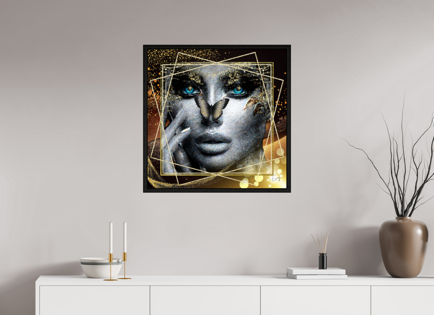 Kunstwerk: "Glamour en Glans" Acrylglas ingelijst - Evy's Bloom Art
