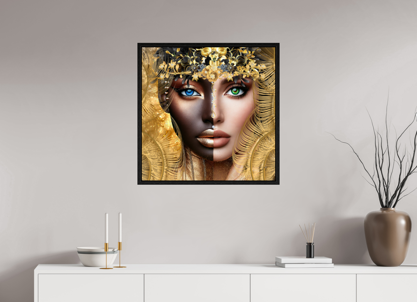 Kunstwerk: "Verborgen Schat van Ons Zelf" Acrylglas ingelijst - Evy's Bloom Art