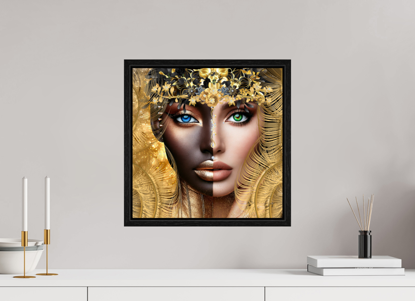 Kunstwerk: "Verborgen Schat van Ons Zelf" Acrylglas ingelijst - Evy's Bloom Art