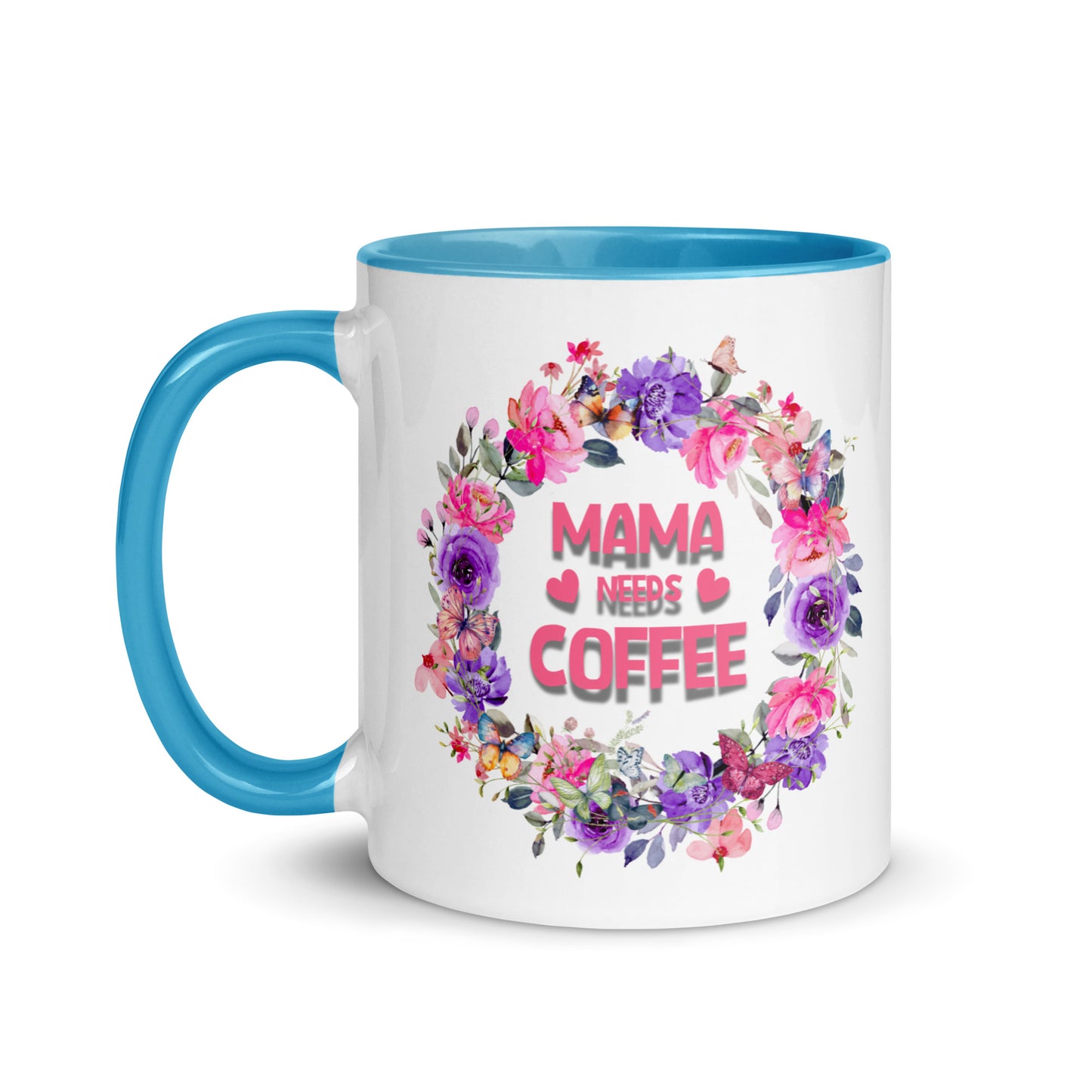 Gift voor haar: Drinkmok met gekleurde binnenkant – Mama Needs Coffee - Evy's Bloom Art