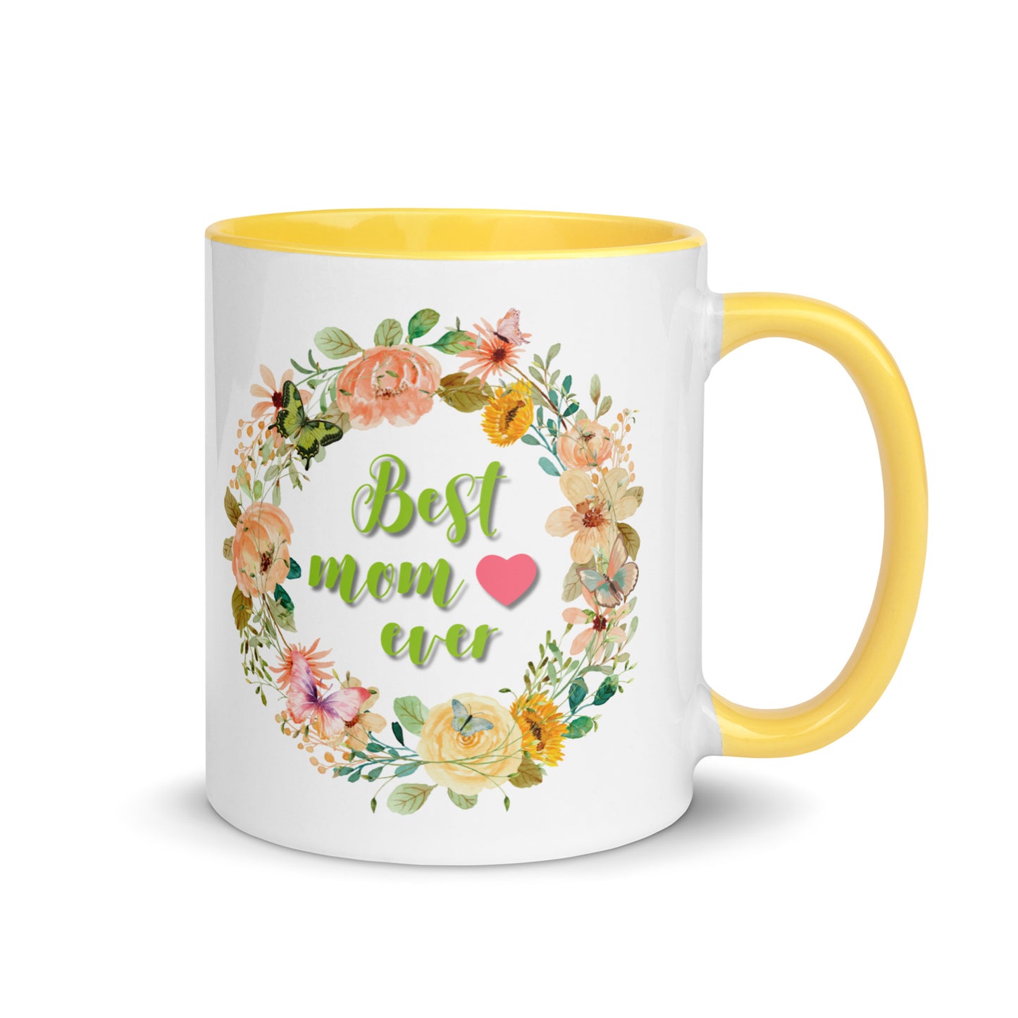 Gift voor haar: Drinkmok met gekleurde binnenkant – Best Mom Ever - Evy's Bloom Art