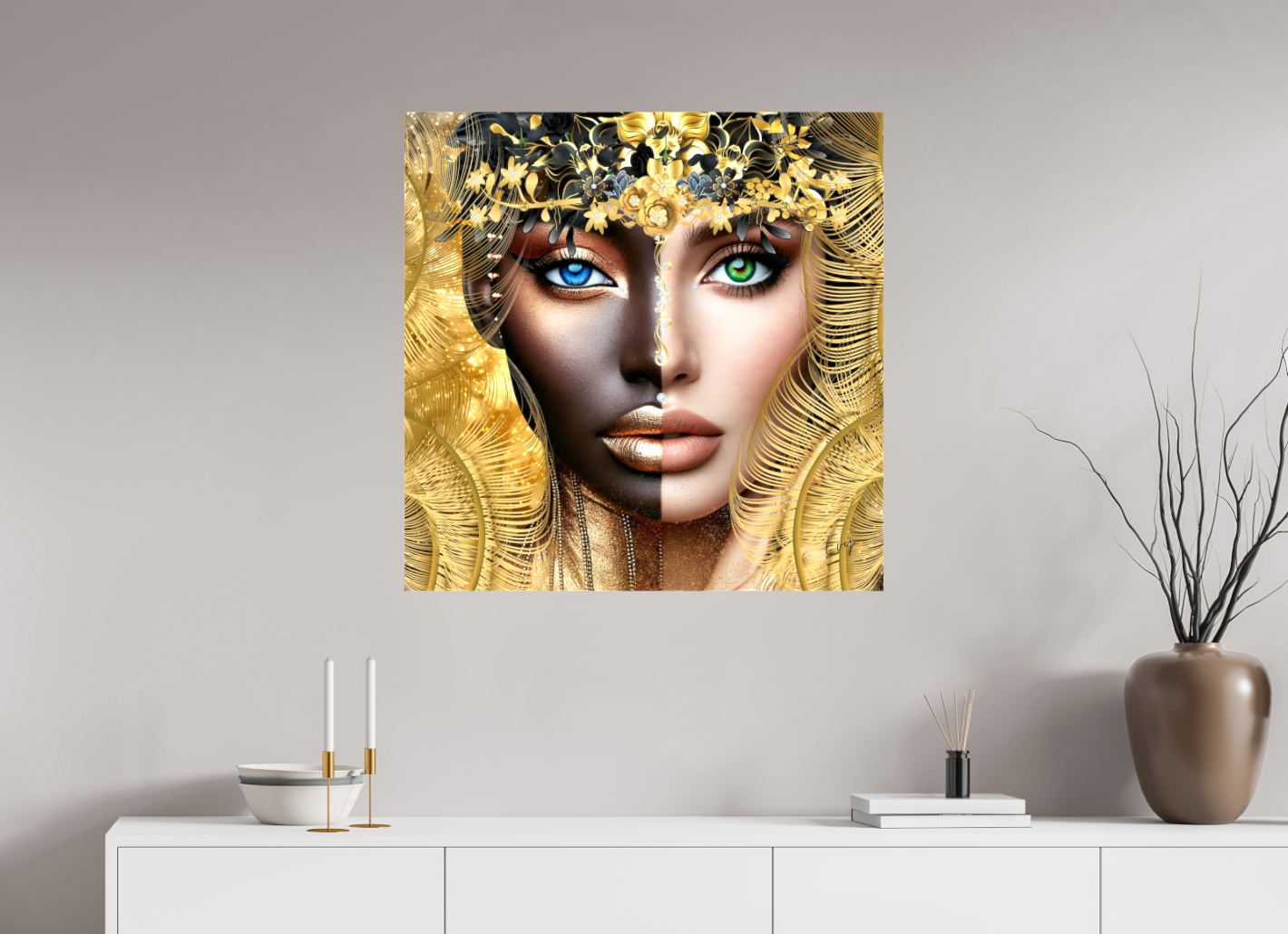 Kunstwerk: "Verborgen Schat van Ons Zelf" Canvasprint Glanzend 3D 4cm