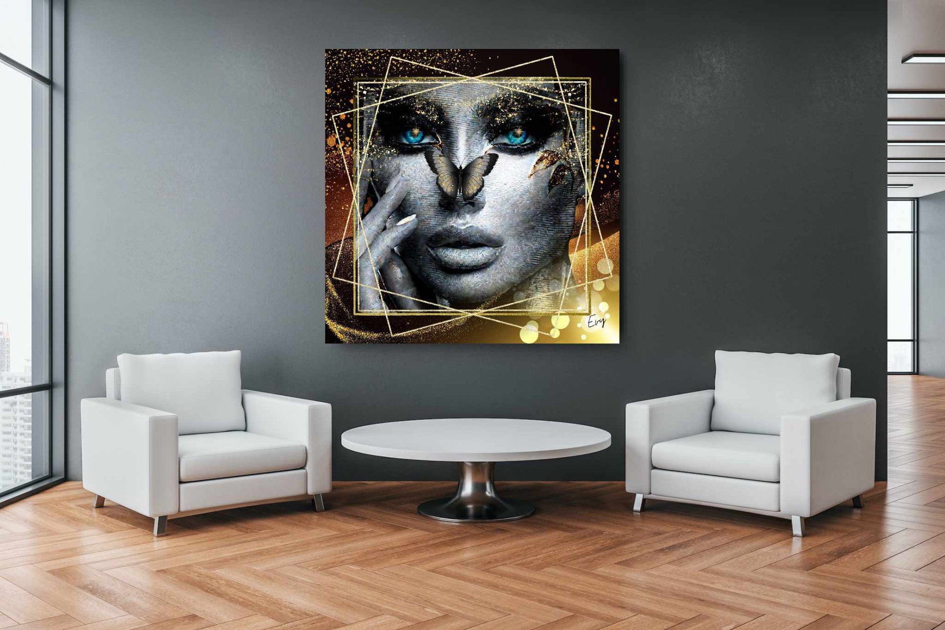 Kunstwerk: "Glamour en Glans" Acrylglas ingelijst - Evy's Bloom Art