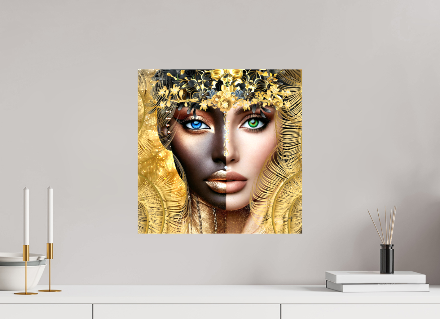 Kunstwerk: "Verborgen Schat van Ons Zelf" Canvasprint Glanzend 3D 4cm