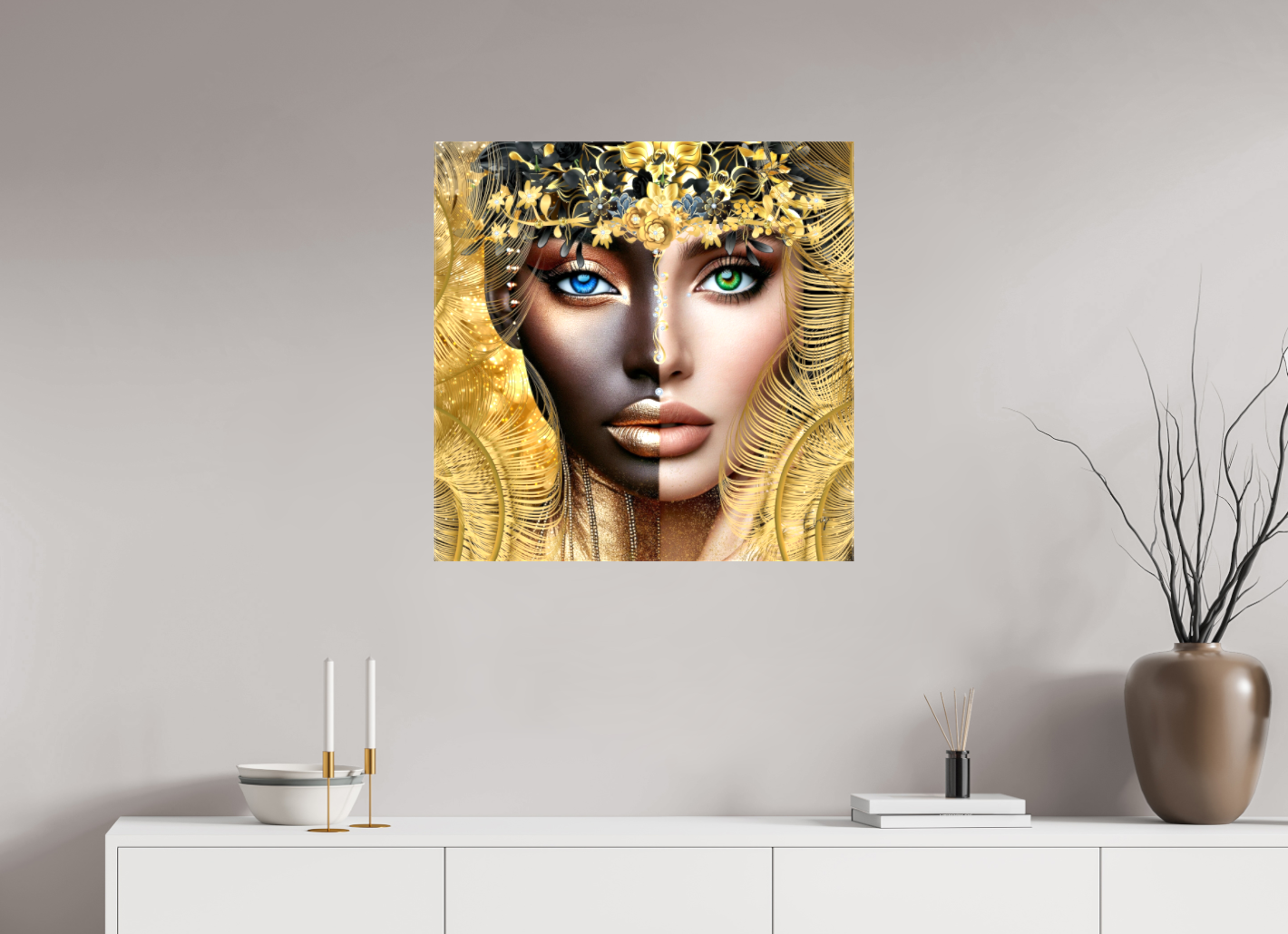 Kunstwerk: "Verborgen Schat van Ons Zelf" Canvasprint Glanzend 3D 4cm