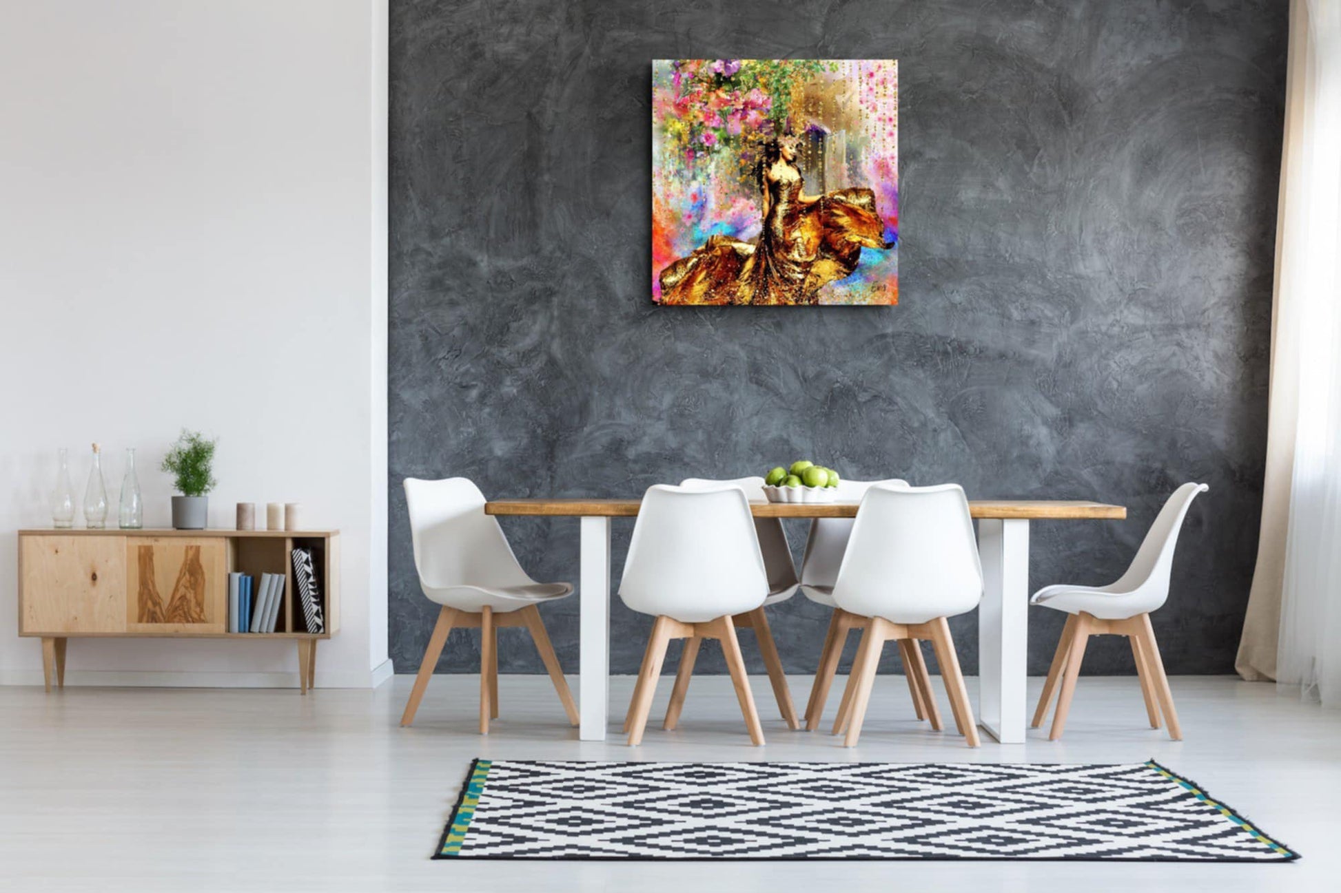 Kunstwerk: ✨ Gouden Elegantie in Bloemenpracht – Waar luxe, vrouwelijkheid en natuur samenkomen - Evy's Bloom Art