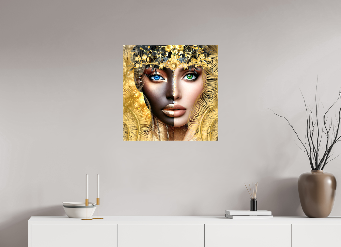 Kunstwerk: "Verborgen Schat van Ons Zelf" Canvasprint Glanzend 3D 4cm