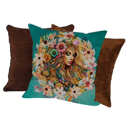 Boho Soul in Turquoise – Sierkussens vol Vrouwelijke Energie & Bloemenkracht - Evy's Bloom Art