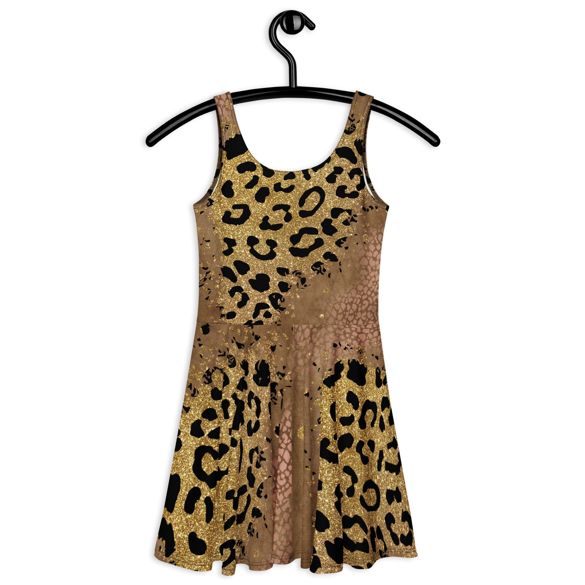 Jurken: "Golden Wild Elegance – Unieke Skaterjurk door Evy's Bloom Art" - Evy's Bloom Art