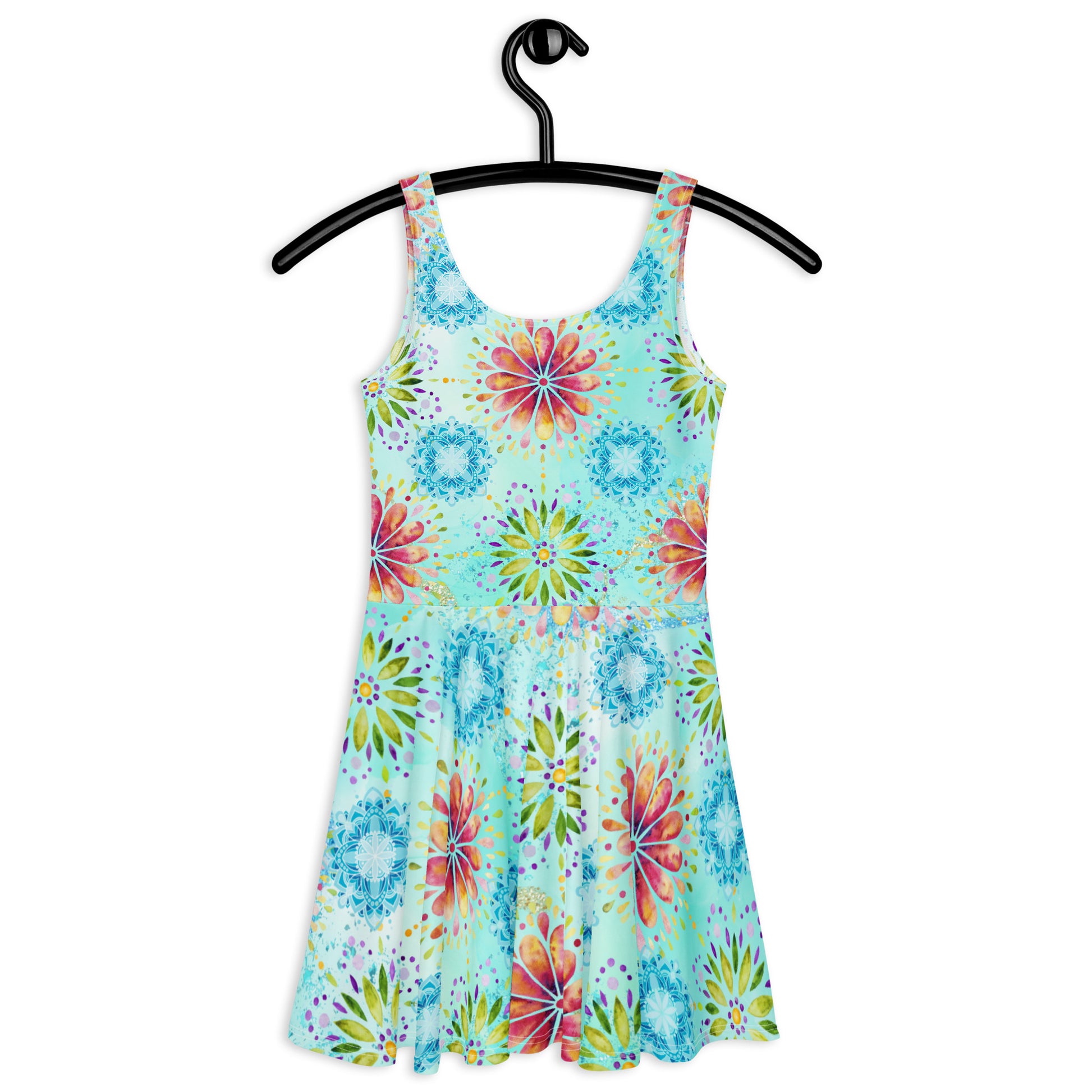 Jurken: "Boho Mandala Magie – Turquoise Skaterjurk door Evy's Bloom Art" - Evy's Bloom Art