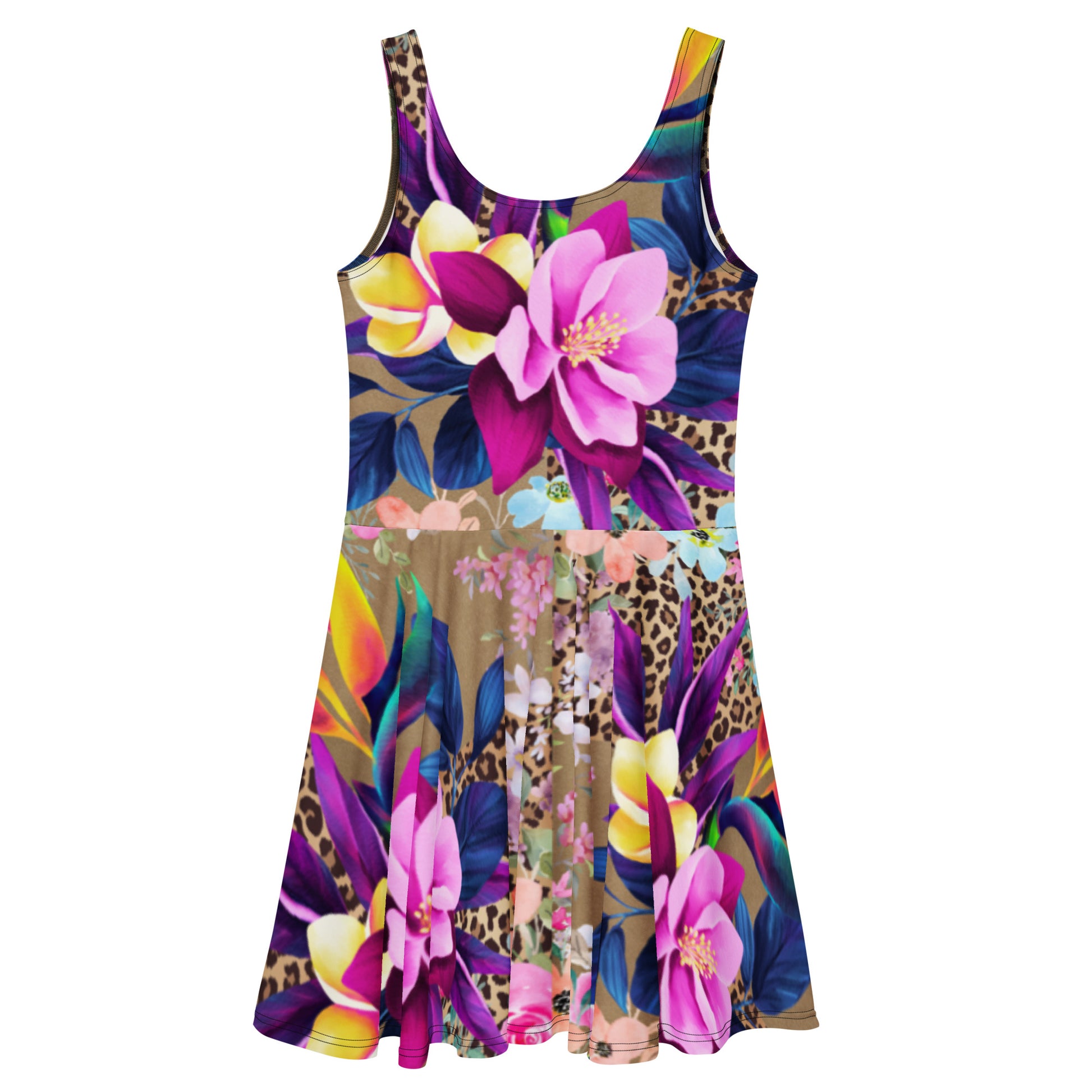 Jurken: "Wild Elegance – Unieke Kleurrijke Skaterjurk door Evy's Bloom Art" - Evy's Bloom Art