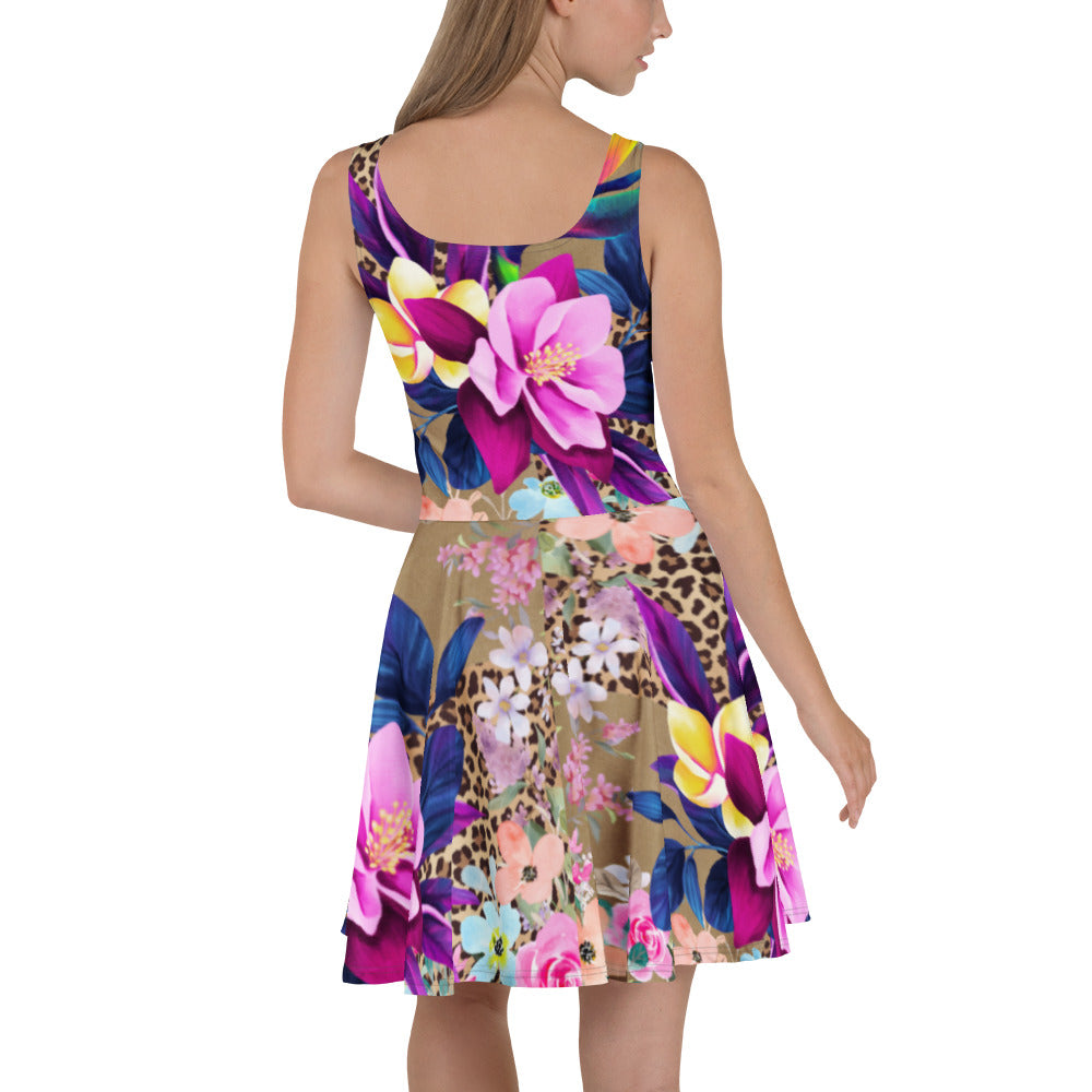 Jurken: "Wild Elegance – Unieke Kleurrijke Skaterjurk door Evy's Bloom Art" - Evy's Bloom Art