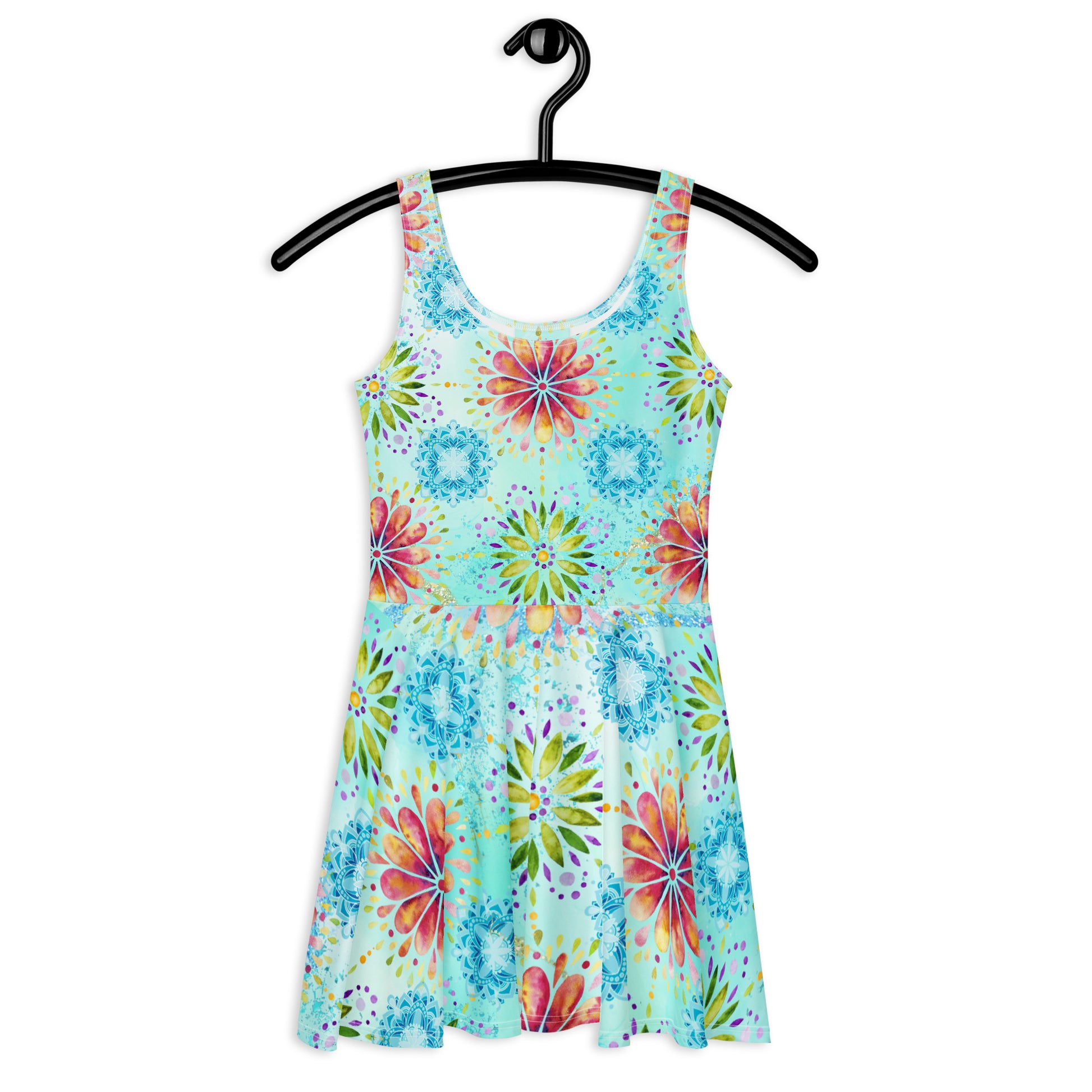 Jurken: "Boho Mandala Magie – Turquoise Skaterjurk door Evy's Bloom Art" - Evy's Bloom Art