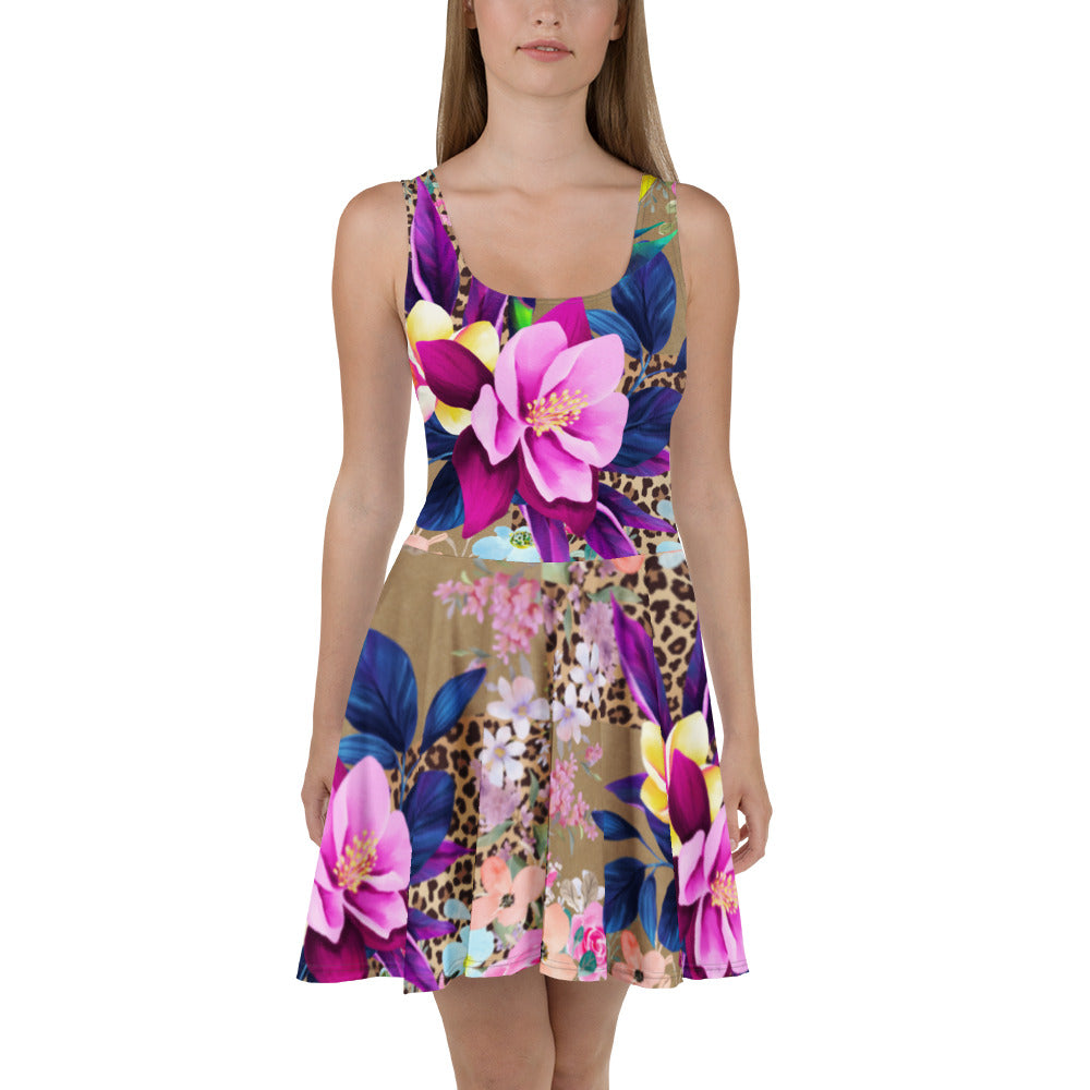 Jurken: "Wild Elegance – Unieke Kleurrijke Skaterjurk door Evy's Bloom Art" - Evy's Bloom Art