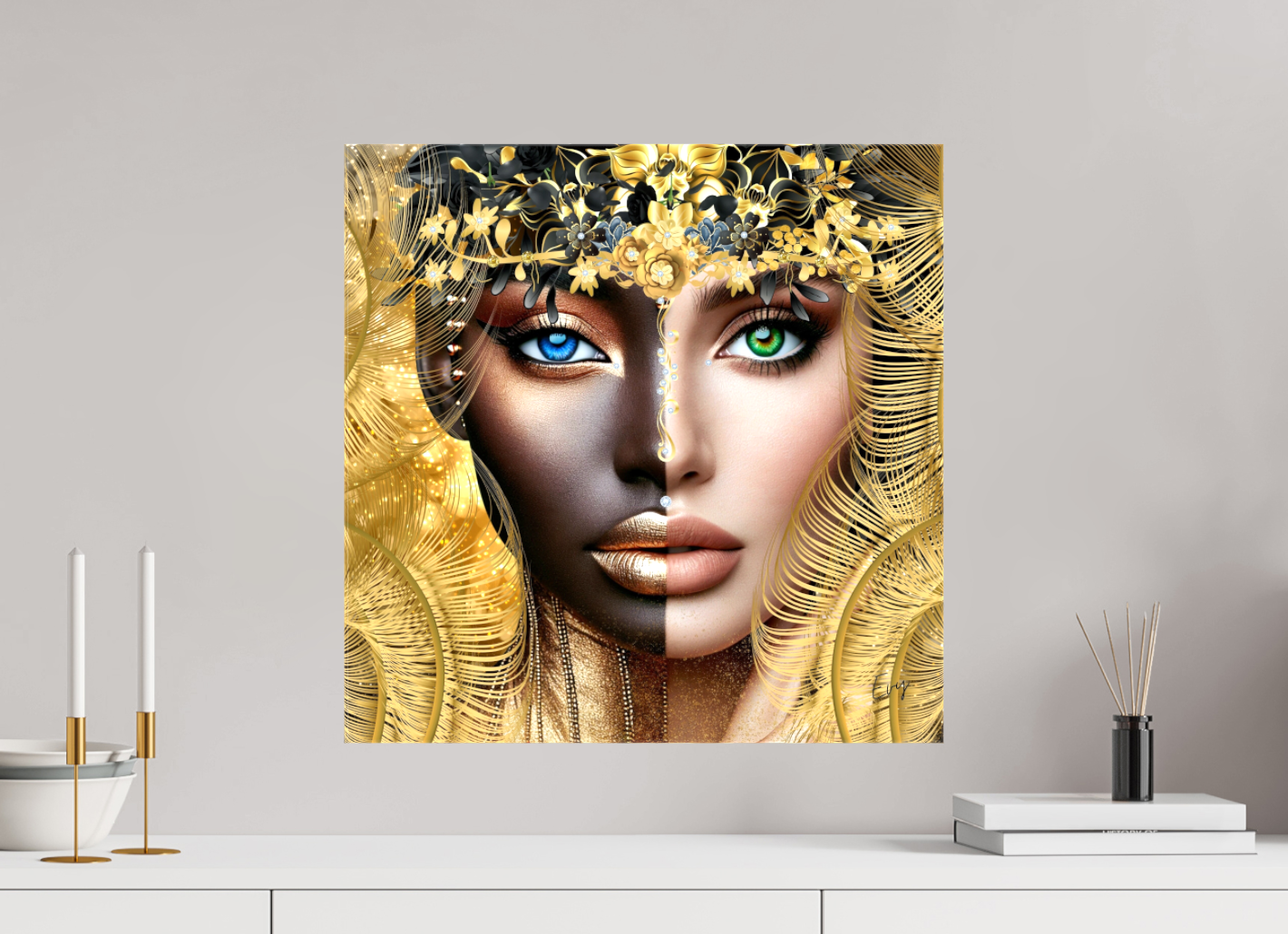 Kunstwerk: "Verborgen Schat van Ons Zelf" Canvasprint Glanzend 3D 4cm