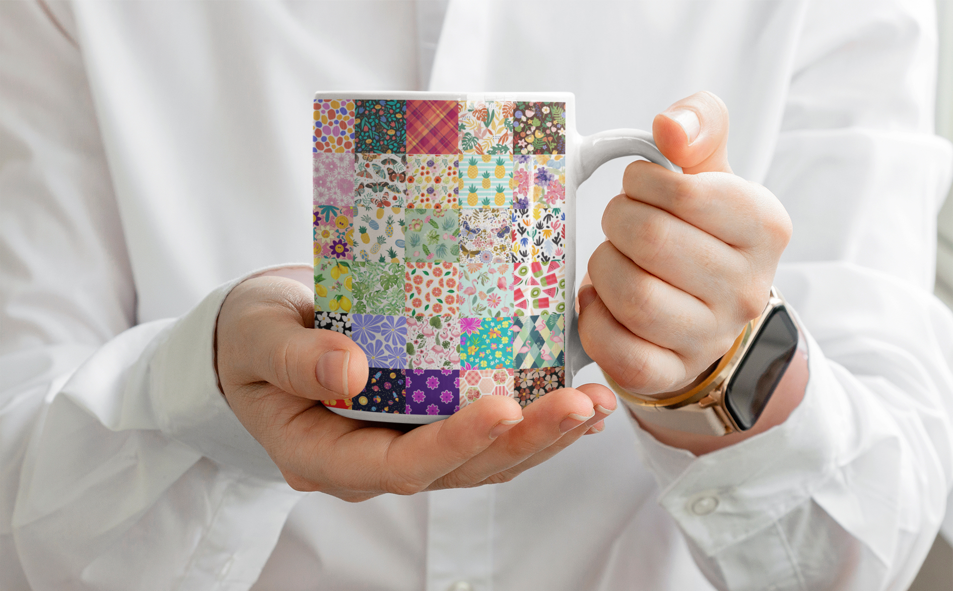 Drinkmok: ☕ Patchwork Mok van Evy’s Bloom Art – Begin je dag met kunst en verbinding - Evy's Bloom Art