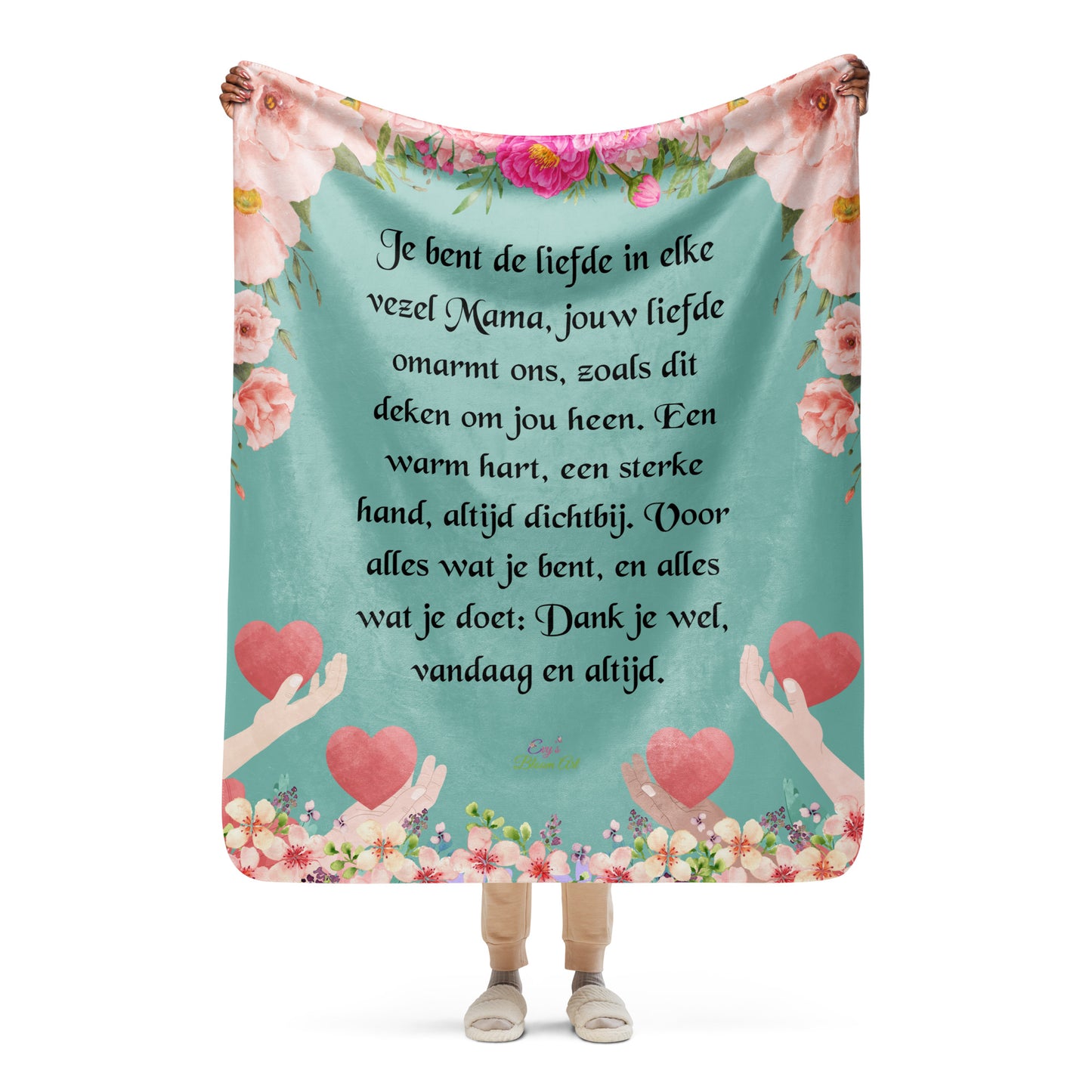 Voor Haar: "Je bent de Liefde in Elke Vezel - Luxe Sherpa Deken" - Evy's Bloom Art