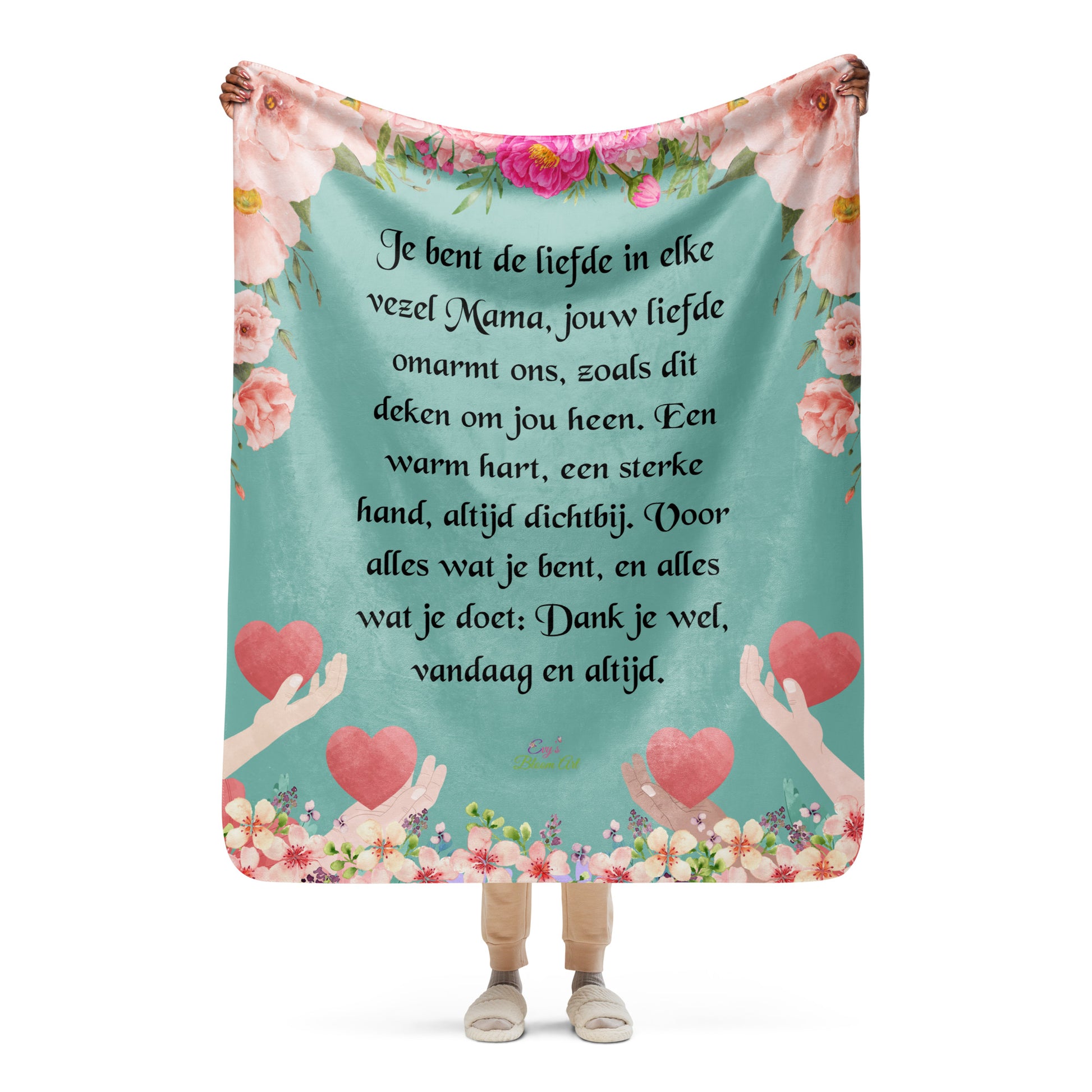 Voor Haar: "Je bent de Liefde in Elke Vezel - Luxe Sherpa Deken" - Evy's Bloom Art