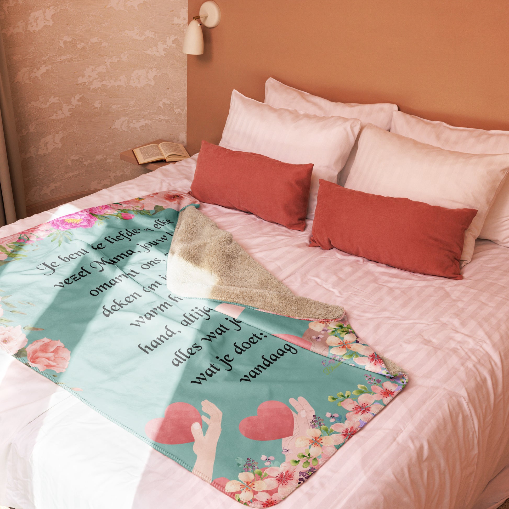 Voor Haar: "Je bent de Liefde in Elke Vezel - Luxe Sherpa Deken" - Evy's Bloom Art