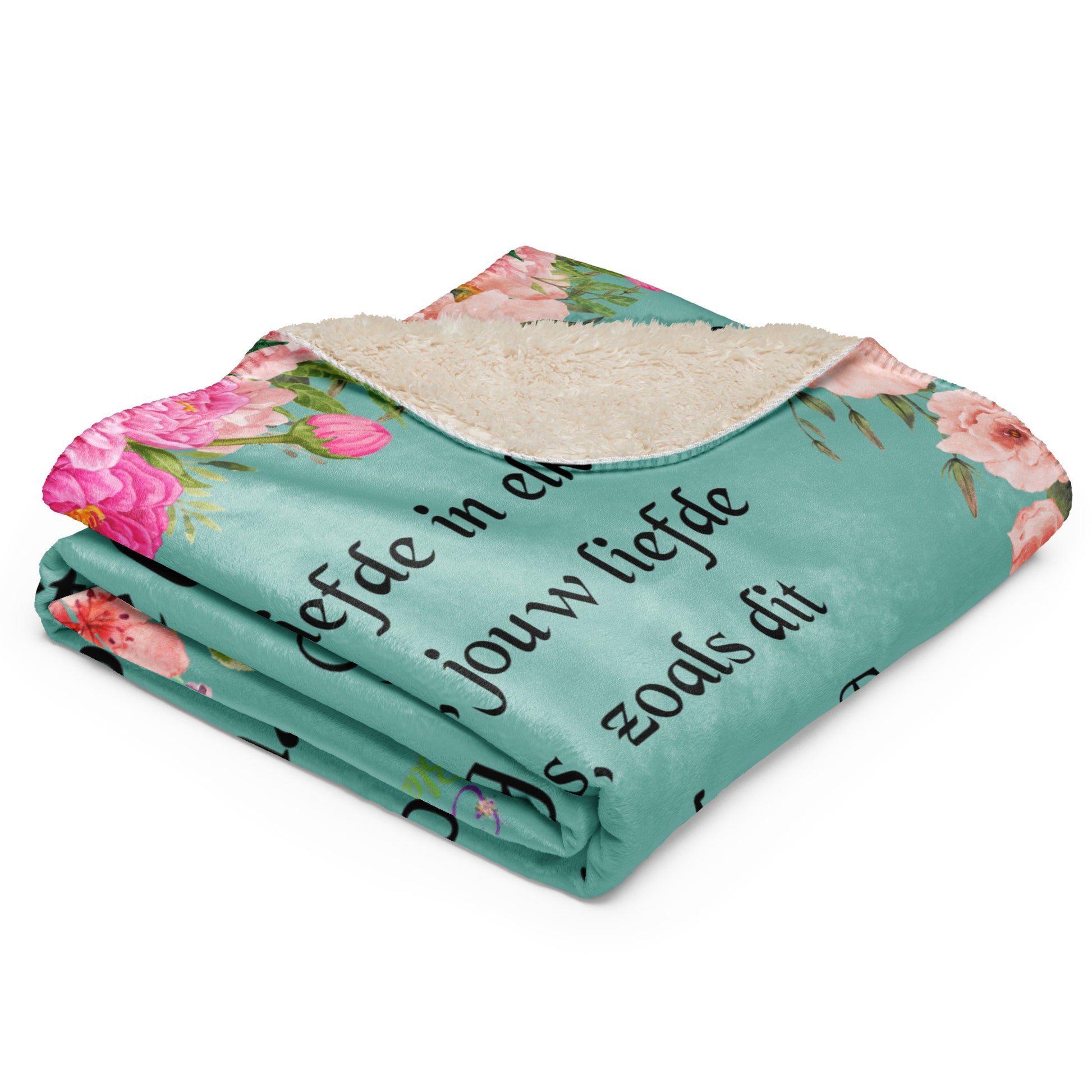 Voor Haar: "Je bent de Liefde in Elke Vezel - Luxe Sherpa Deken" - Evy's Bloom Art