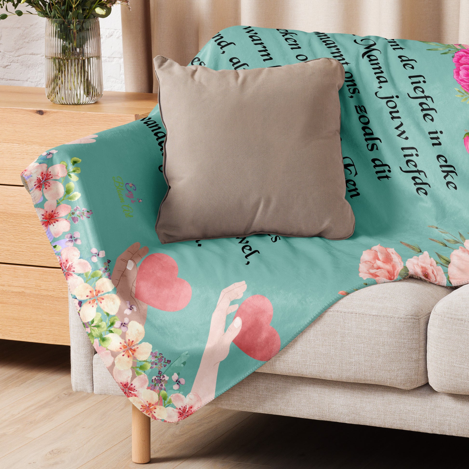 Voor Haar: "Je bent de Liefde in Elke Vezel - Luxe Sherpa Deken" - Evy's Bloom Art