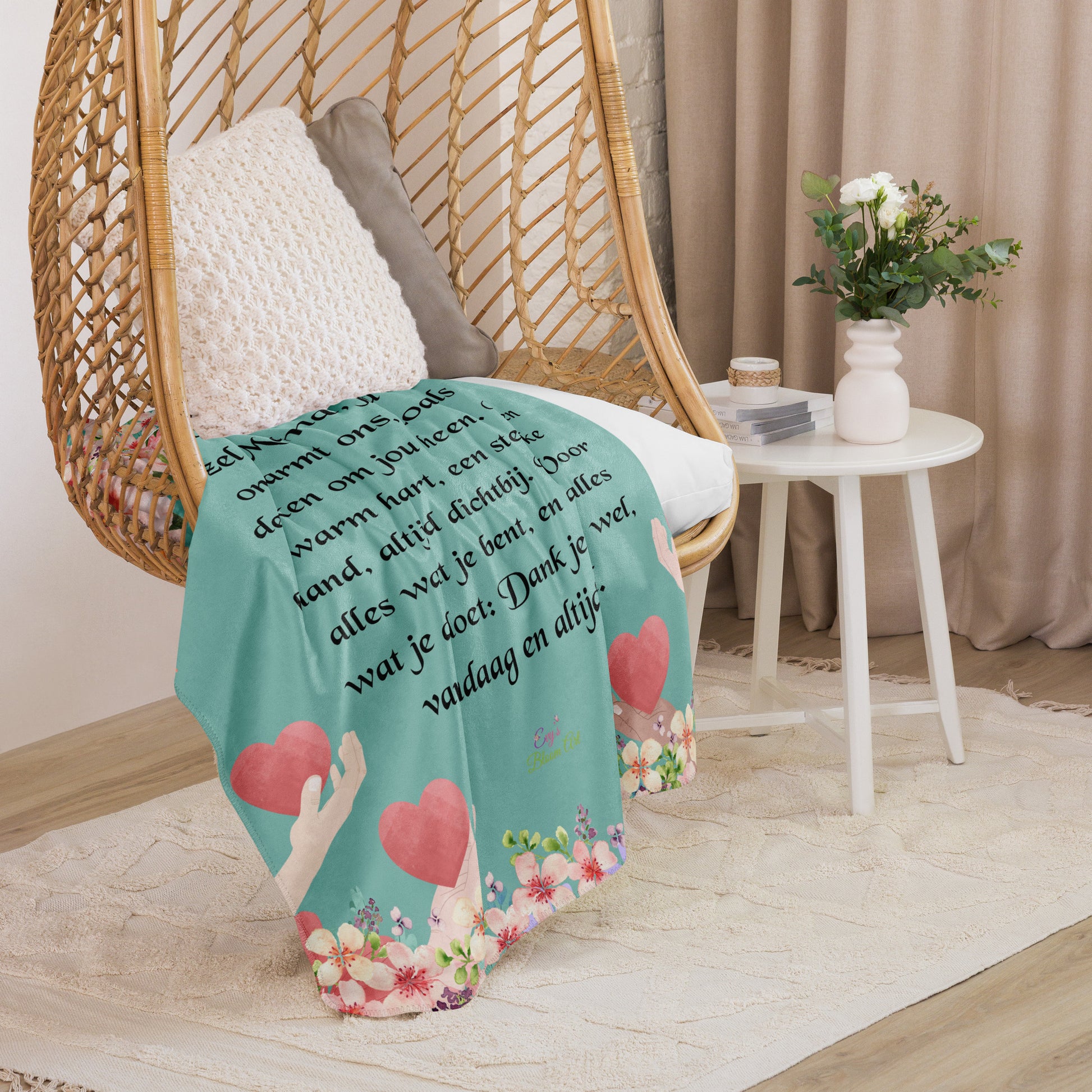 Voor Haar: "Je bent de Liefde in Elke Vezel - Luxe Sherpa Deken" - Evy's Bloom Art
