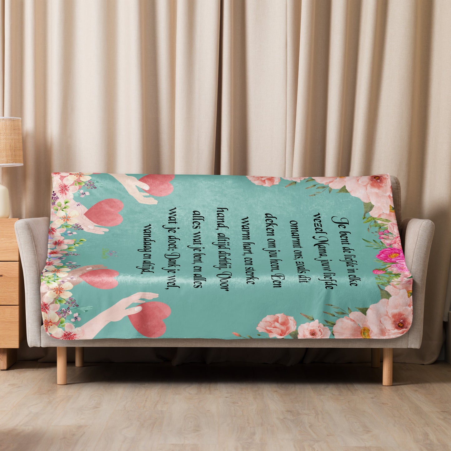 Voor Haar: "Je bent de Liefde in Elke Vezel - Luxe Sherpa Deken" - Evy's Bloom Art