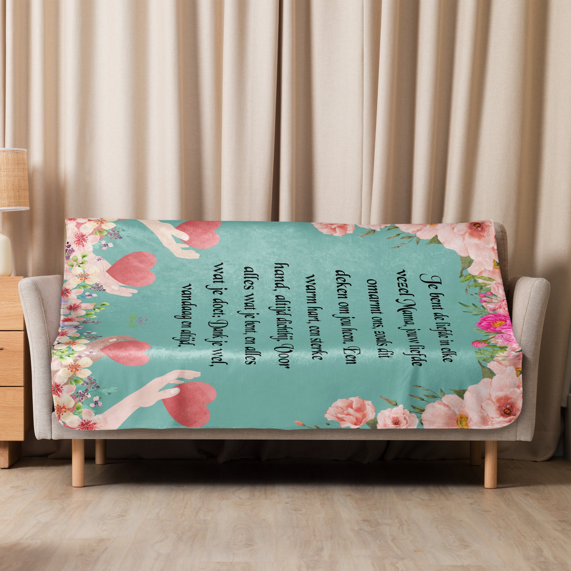 Voor Haar: "Je bent de Liefde in Elke Vezel - Luxe Sherpa Deken" - Evy's Bloom Art
