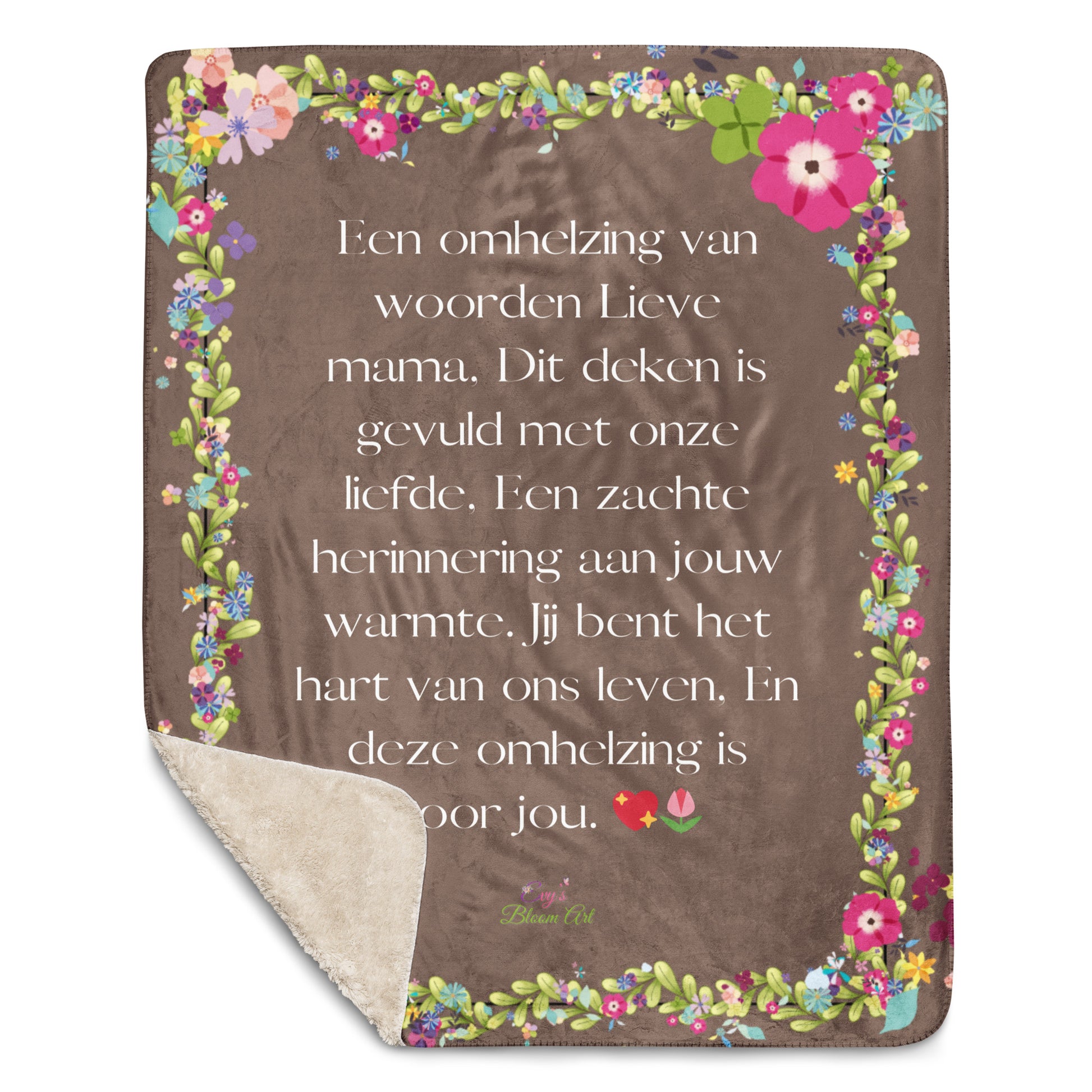 Voor Haar: Sherpa deken een omhelzing van woorden voor mama - Evy's Bloom Art