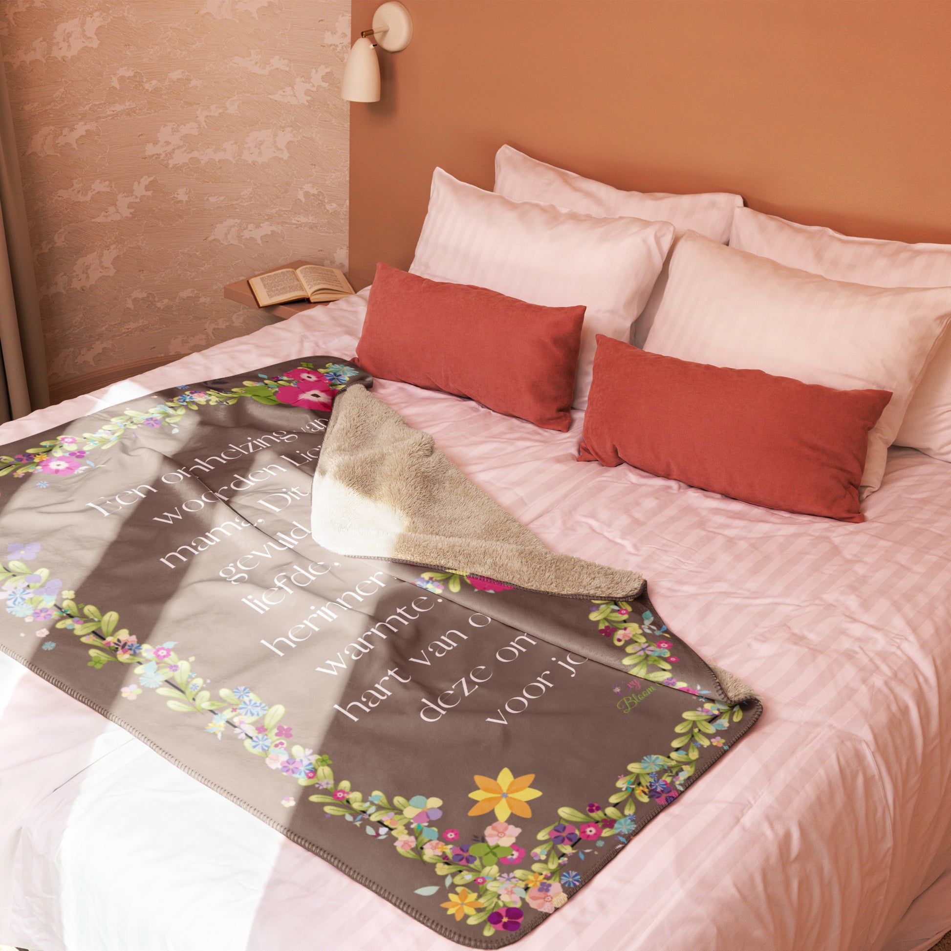 Voor Haar: Sherpa deken een omhelzing van woorden voor mama - Evy's Bloom Art