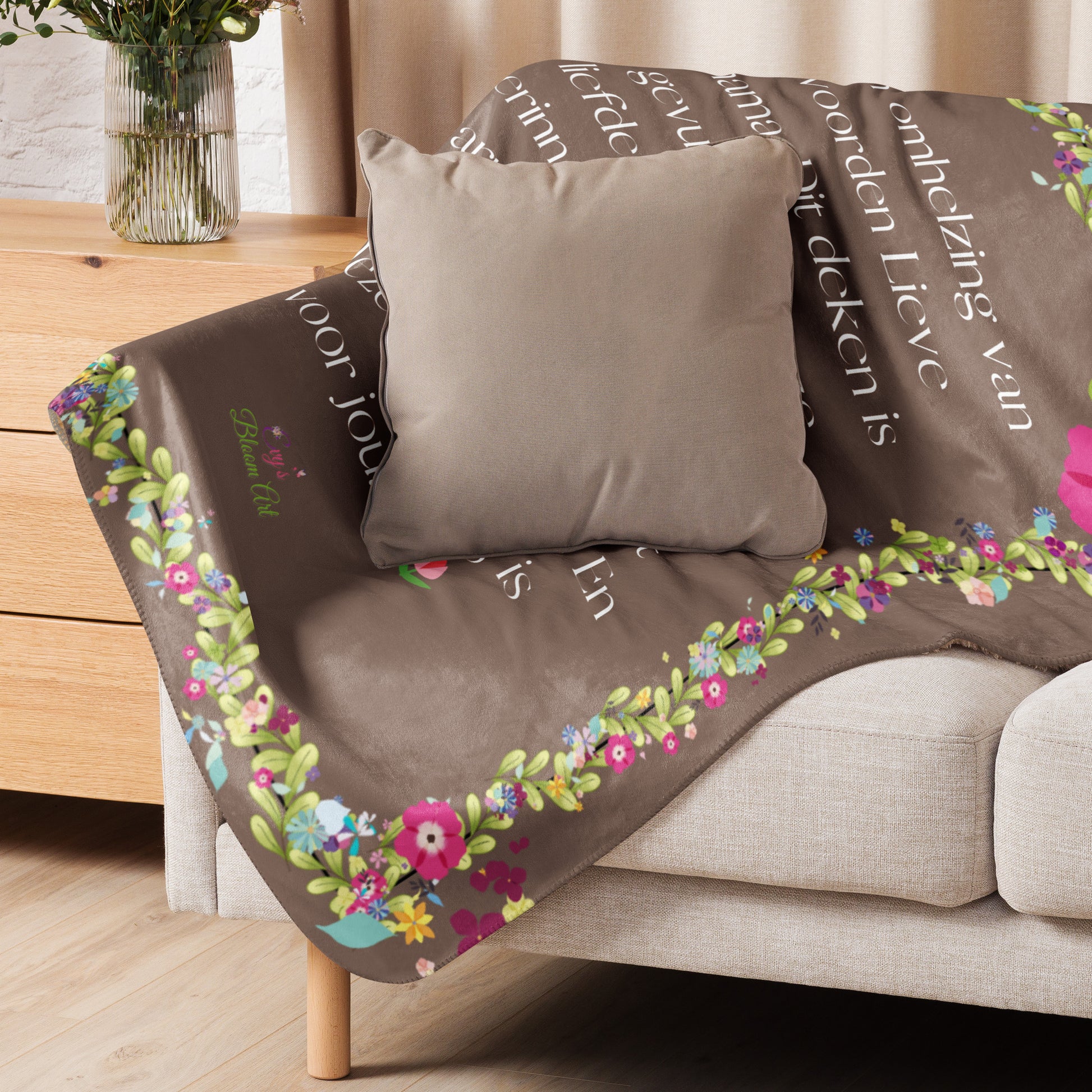 Voor Haar: Sherpa deken een omhelzing van woorden voor mama - Evy's Bloom Art
