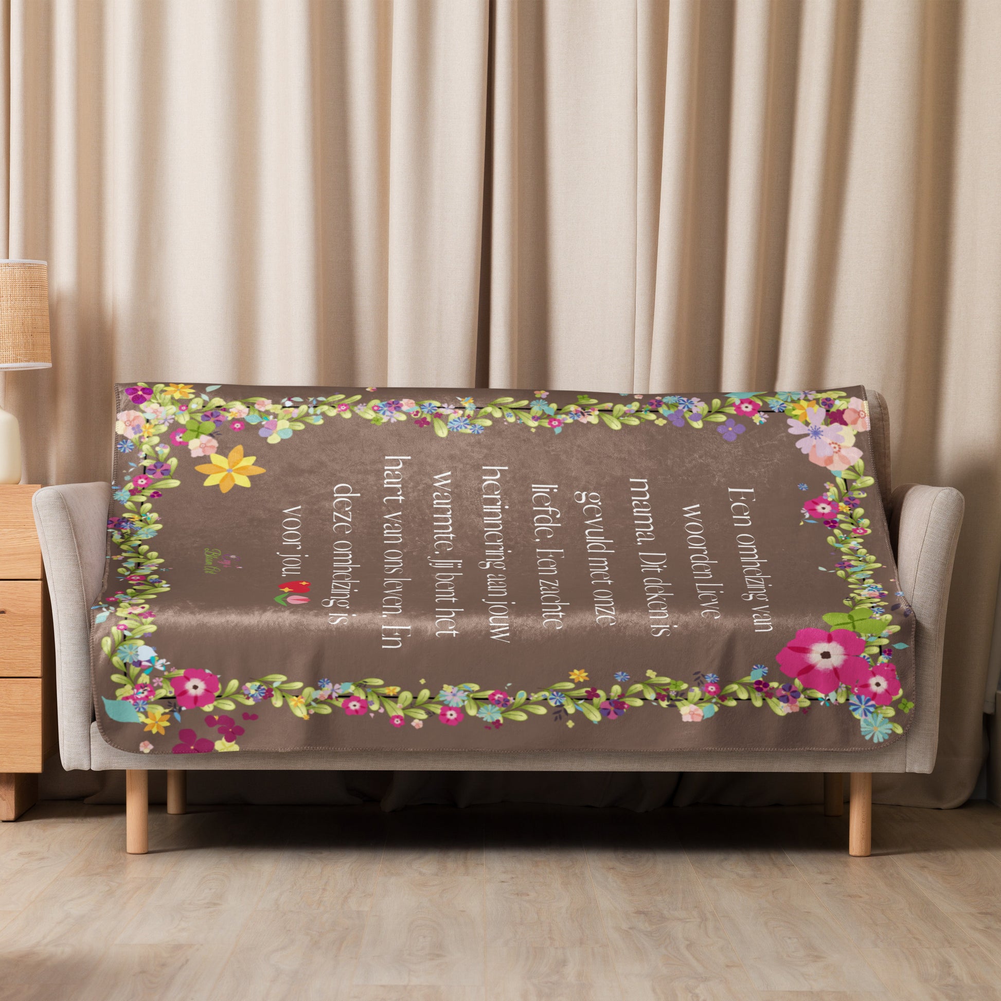 Voor Haar: Sherpa deken een omhelzing van woorden voor mama - Evy's Bloom Art