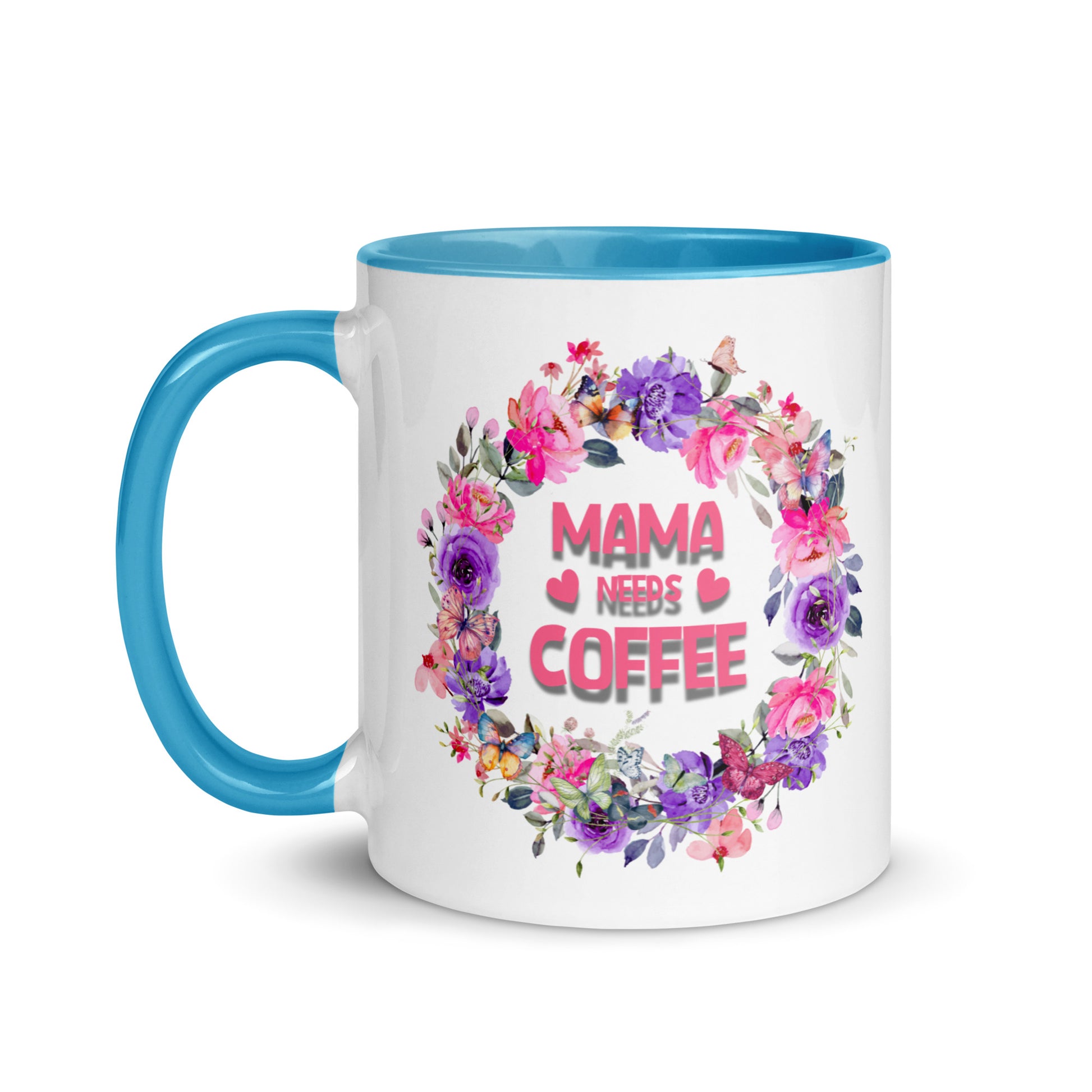 Gift voor haar: Drinkmok met gekleurde binnenkant – Mama Needs Coffee - Evy's Bloom Art